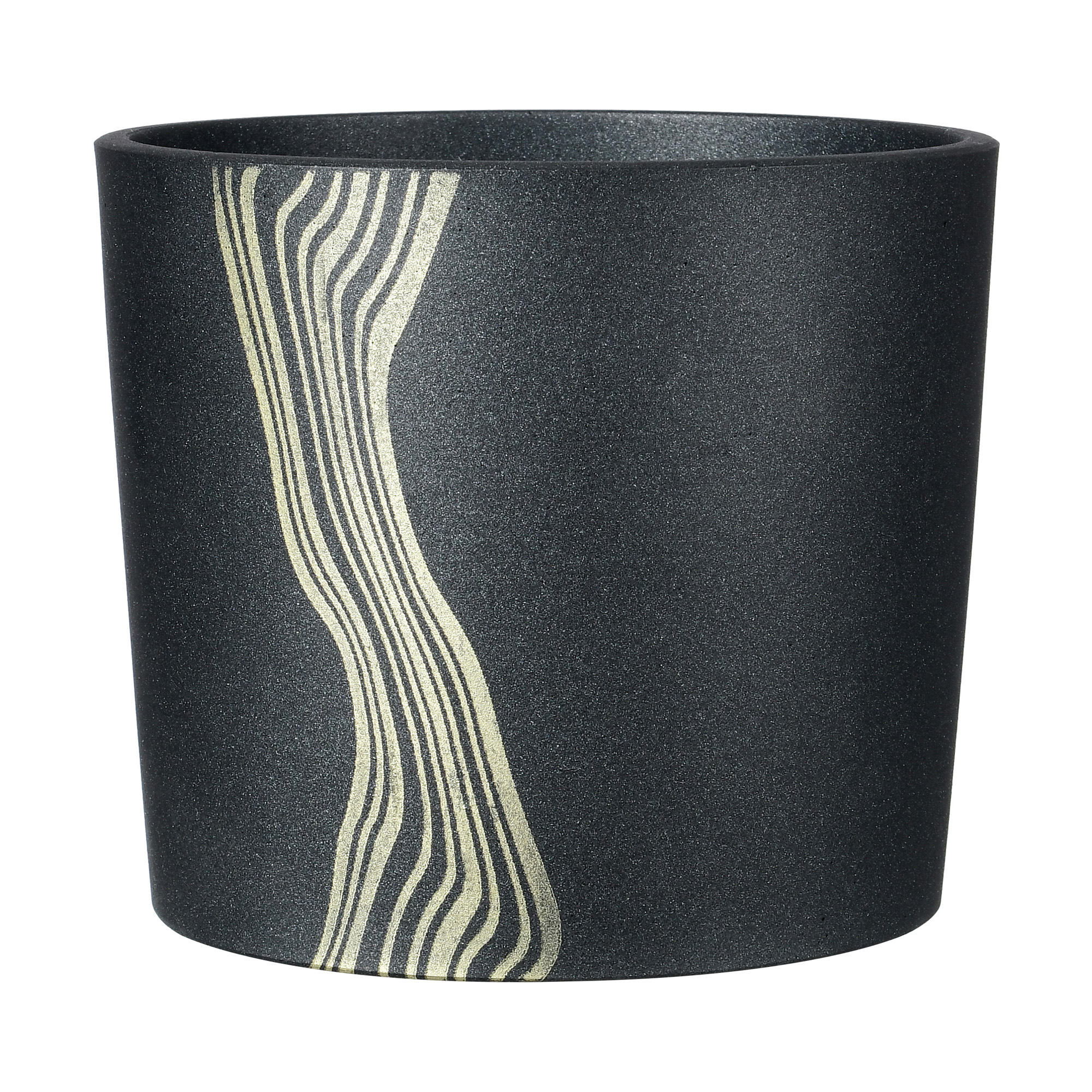 Изображение товара Кашпо Волна бетон черный кедр d18 см h16 см - стильное изделие для комнатных растений