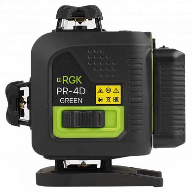 Изображение товара Лазерный уровень RGK PR-4D Green с дальностью 20 м, зеленый лазер, комплект