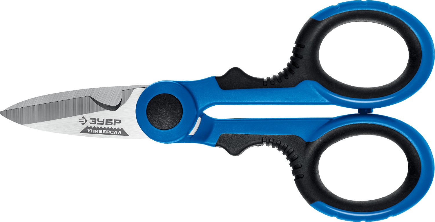 Изображение товара Универсальные ножницы электрика ЗУБР 145 мм для резки и зачистки кабелей