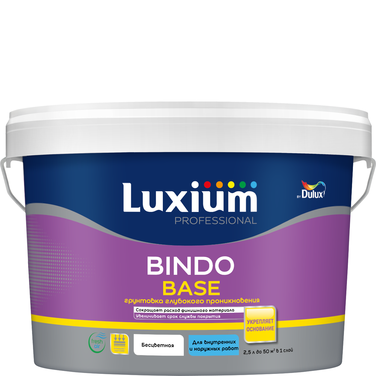 Изображение товара Грунтовка универсальная Luxium by Dulux Professional Bindo 2,5л для внутренней и наружной отделки