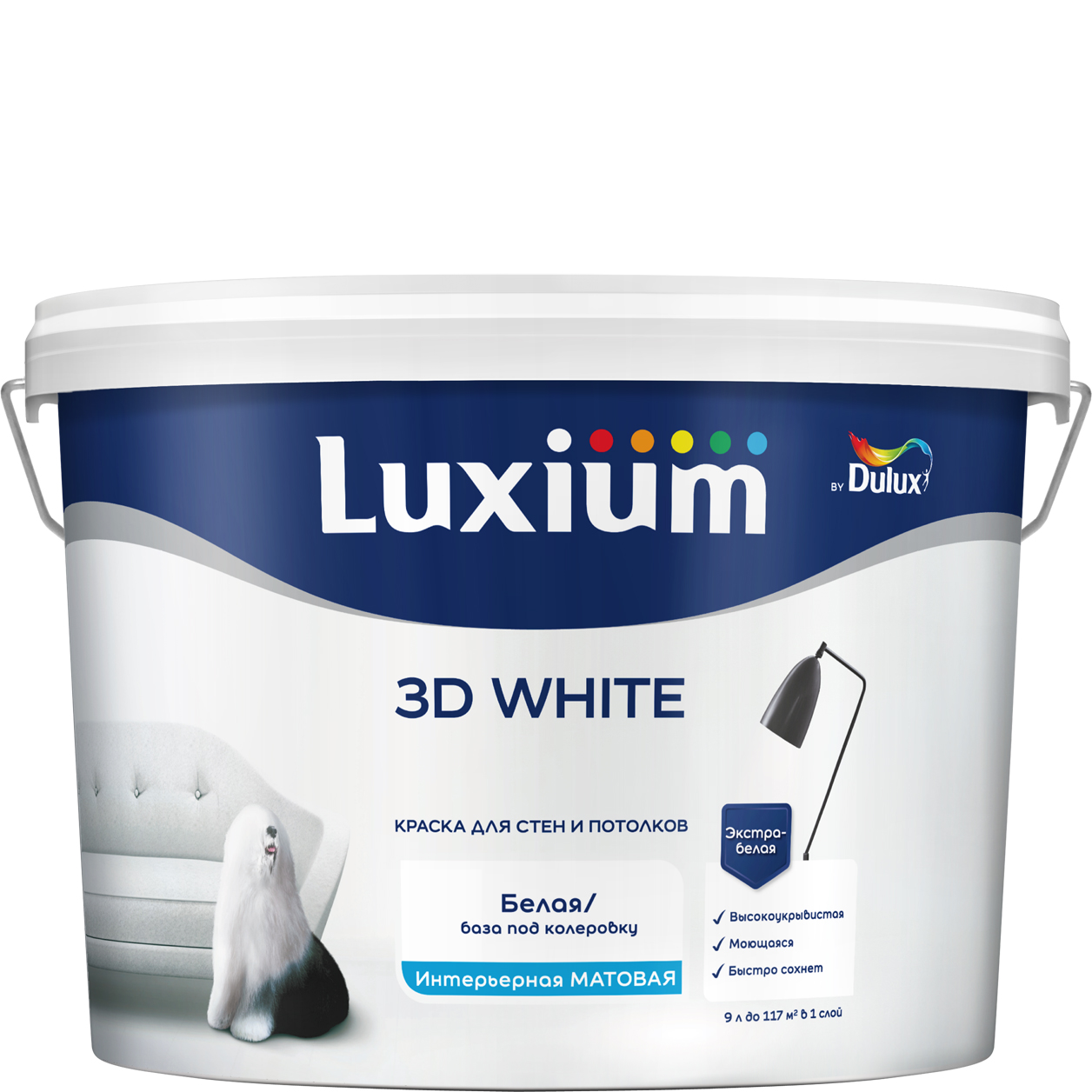 Изображение товара Краска Luxium by Dulux 3D White мат BW 9л