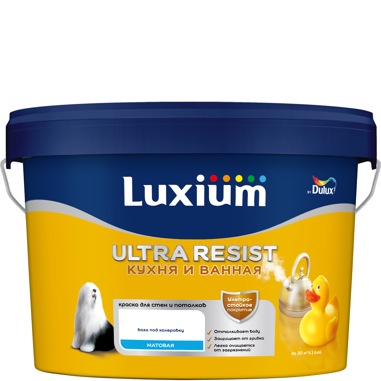 Изображение товара Краска Dulux Ultra Resist для кухни и ванной матовая 2,25л