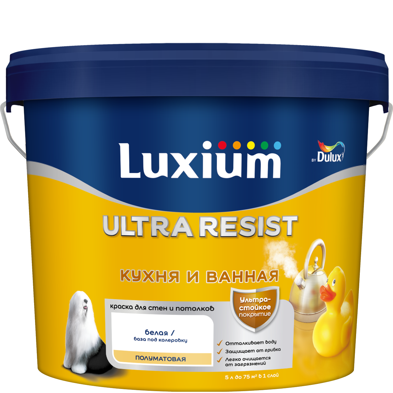 Изображение товара Краска Dulux Ultra Resist для кухни и ванной 5 л полуматовая влагостойкая