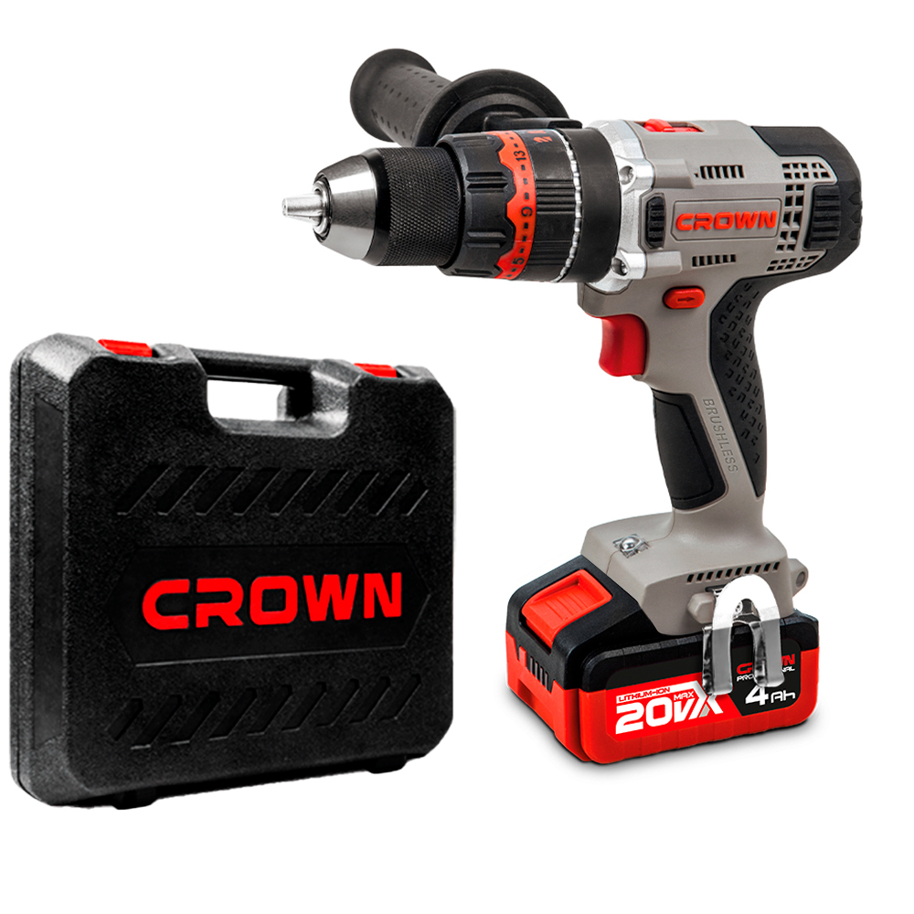 Изображение товара Дрель-шуруповерт ударная аккумуляторная CROWN CT21093HMX-4 BMC BL 20 В 2ХАКБ И ЗУ