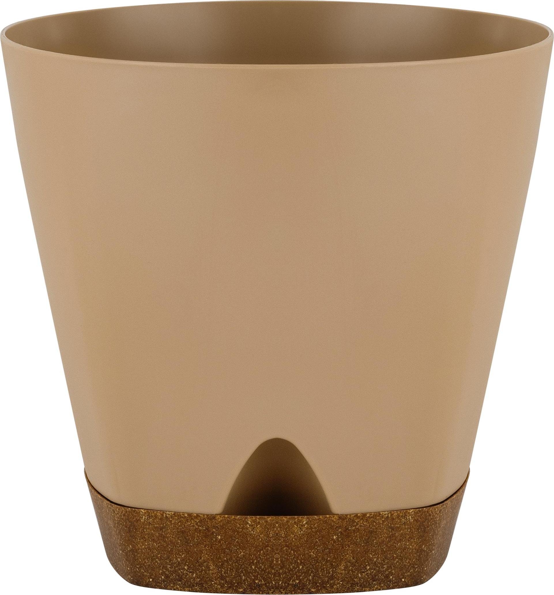 Изображение товара Горшок для цветов Ingreen Wood D110мм 065 л с прикорневым поливом молочный шоколад/бук