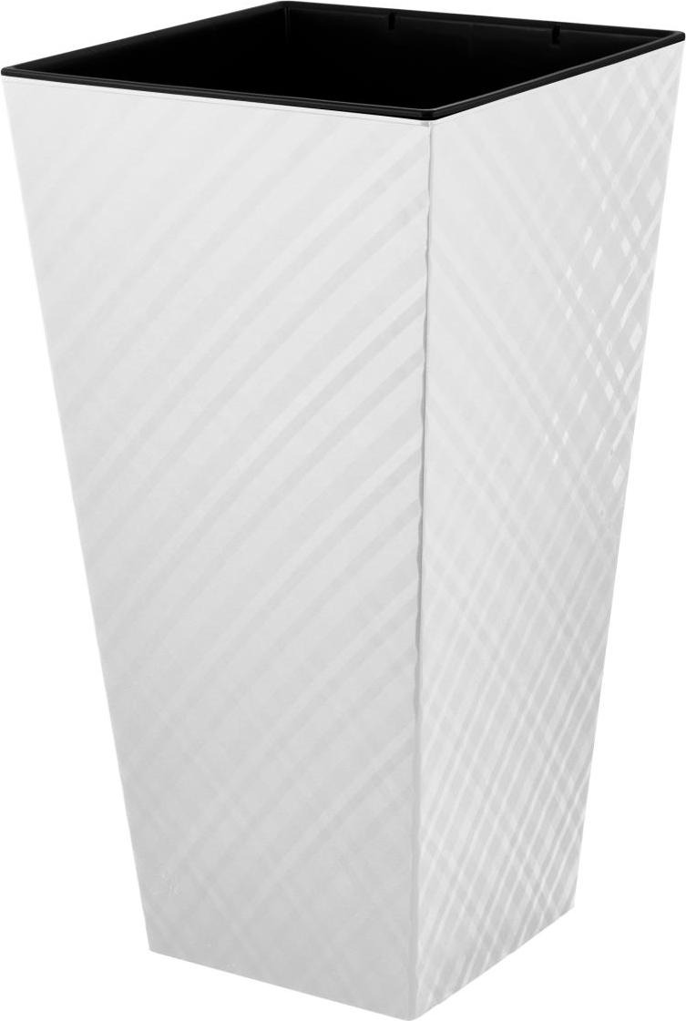 Изображение товара Горшок Ingreen Manhattan Cube 300×300×564 мм 34 л с дренажной вставкой белоснежный жасмин