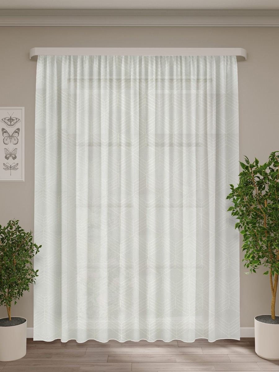 Изображение товара Тюль кристаллическая с вышивкой Лали беж 300 на 270 см для интерьера