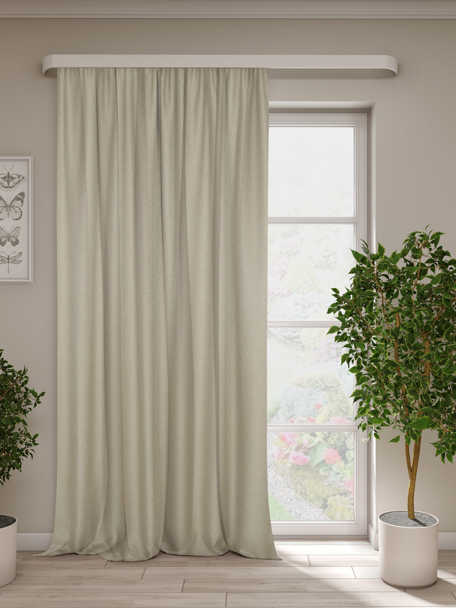 Изображение товара Штора под лён Пьер экрю 200x270 см натуральный лен бежевый