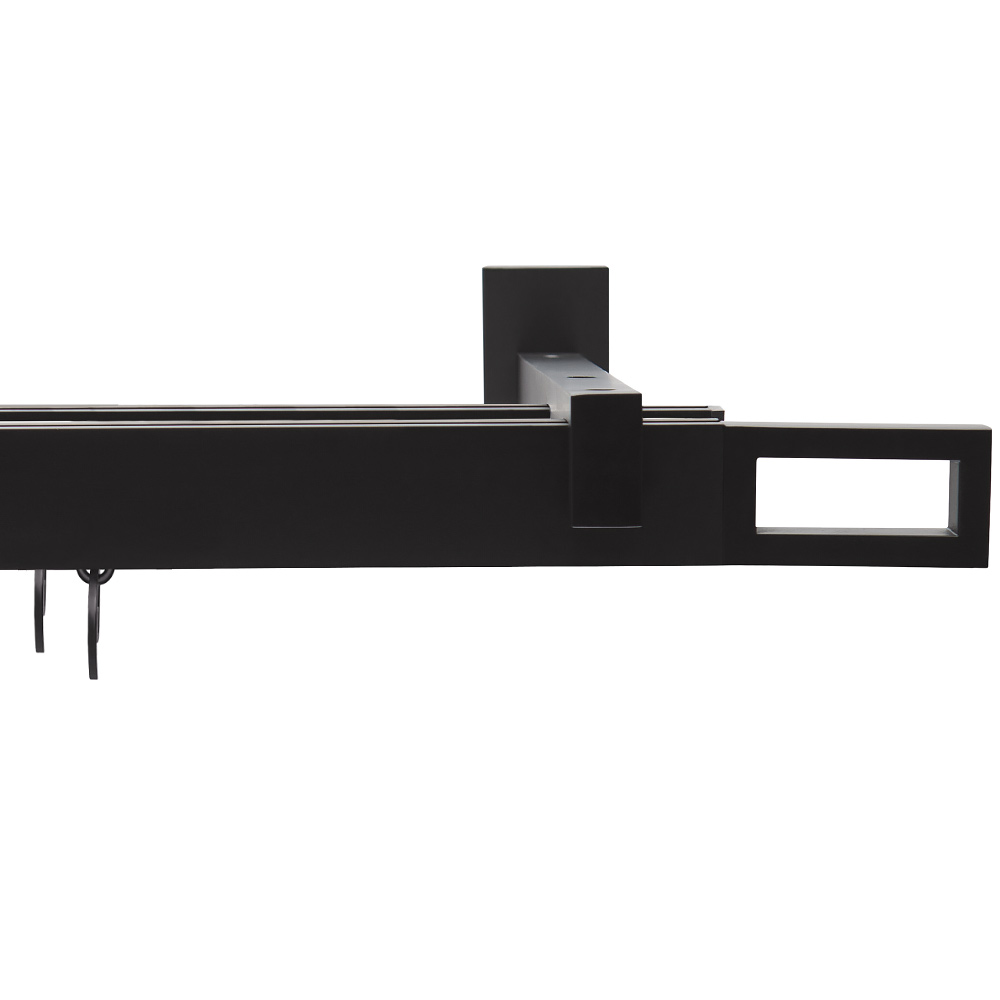 Изображение товара Карниз Arttex двухрядный хай-тек черный 240 см профильный с роликовыми крючками