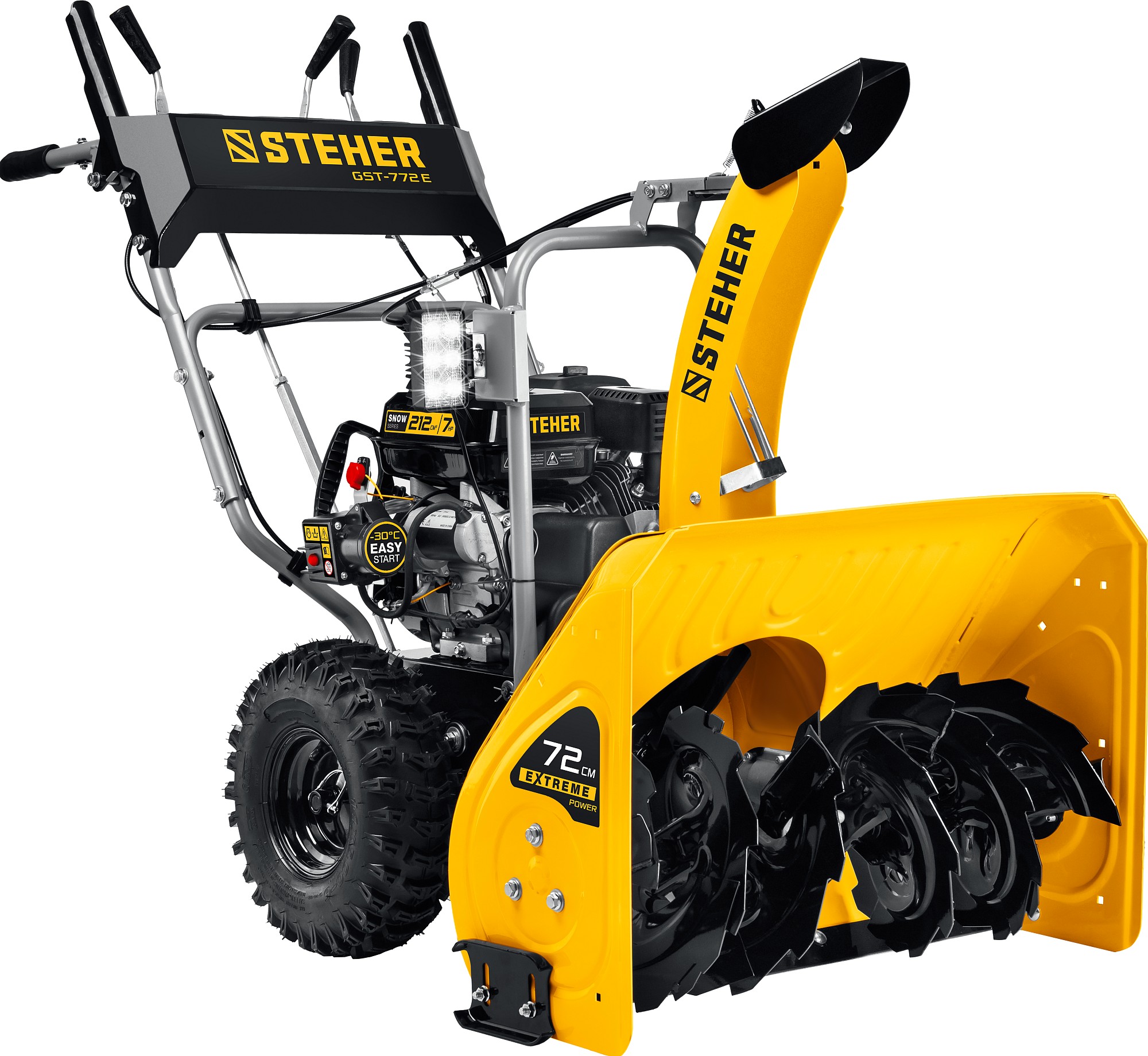 Изображение товара Снегоуборщик бензиновый STEHER Extrem GST-772E 7 л.с. 72 см мощное оборудование для уборки снега