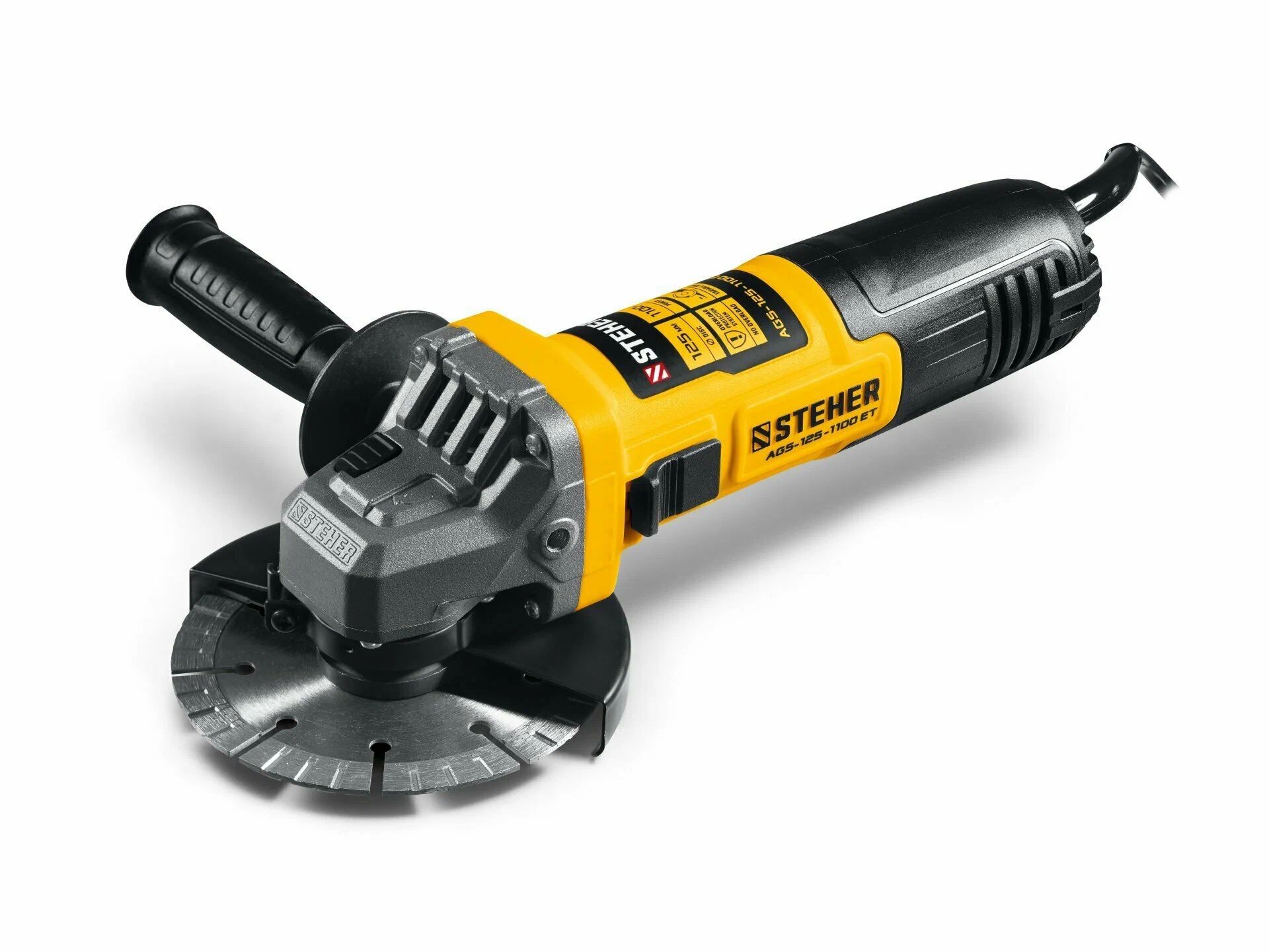 Изображение товара Углошлифовальная машинка STEHER AGS-125-1100 ET 125 мм 1100 Вт с регулировкой оборотов