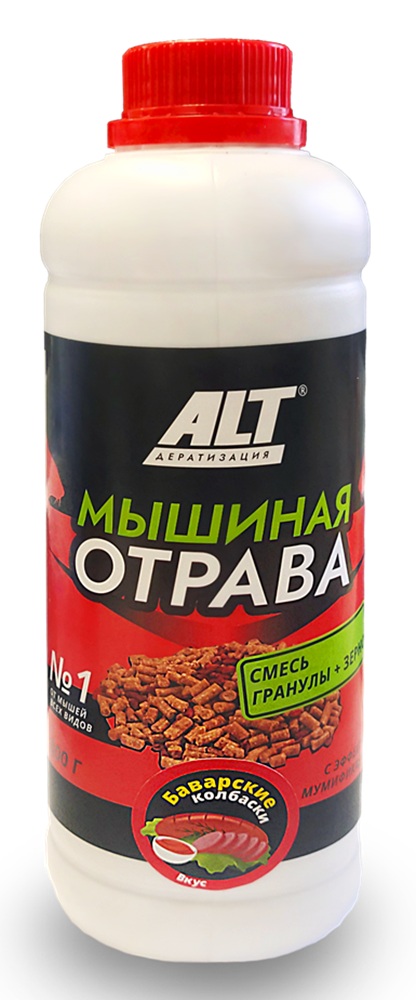 Изображение товара Мышиная отрава №1 от мышей зерно+гранулы вкус-баварские колбаски 800 гр