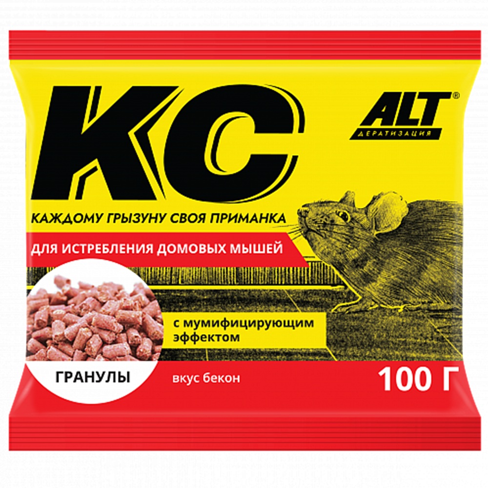Изображение товара Средство от домовых мышей Варат гранулы вкус-бекон пакет 100 гр.