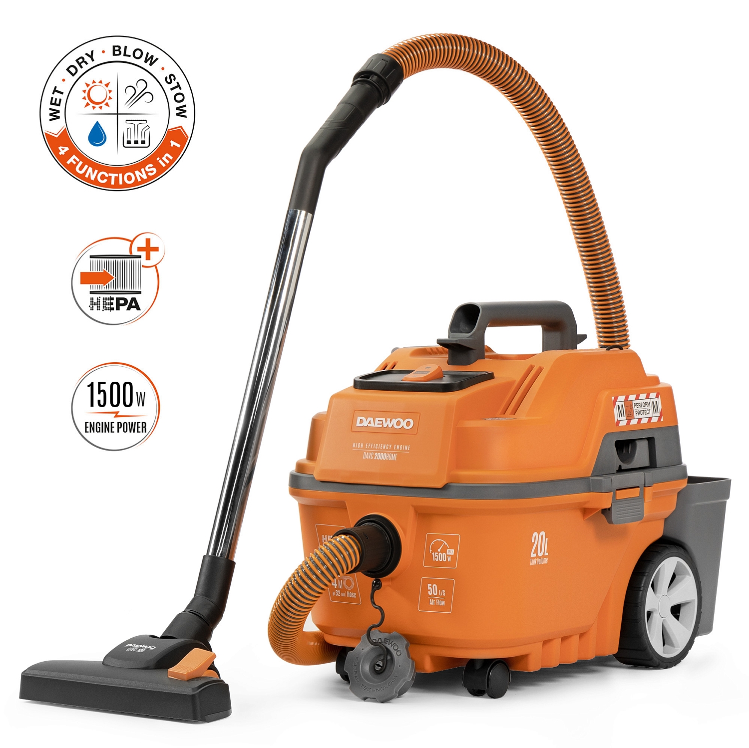 Изображение товара Пылесос универсальный DAEWOO DAVC 2000 HOME строительный хозяйственный