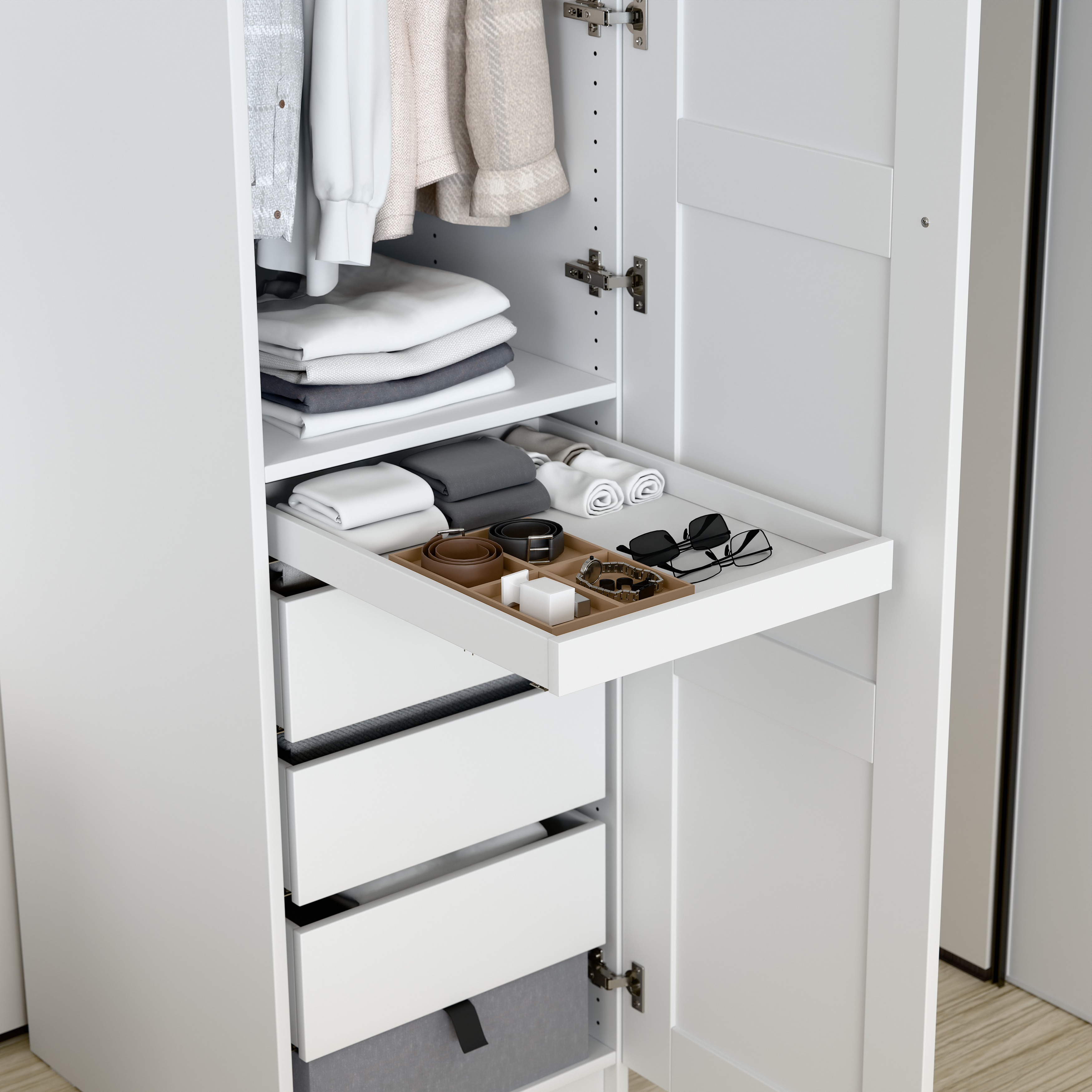 Изображение товара Полка выдвижная для гардеробной Макс 50х58 белая