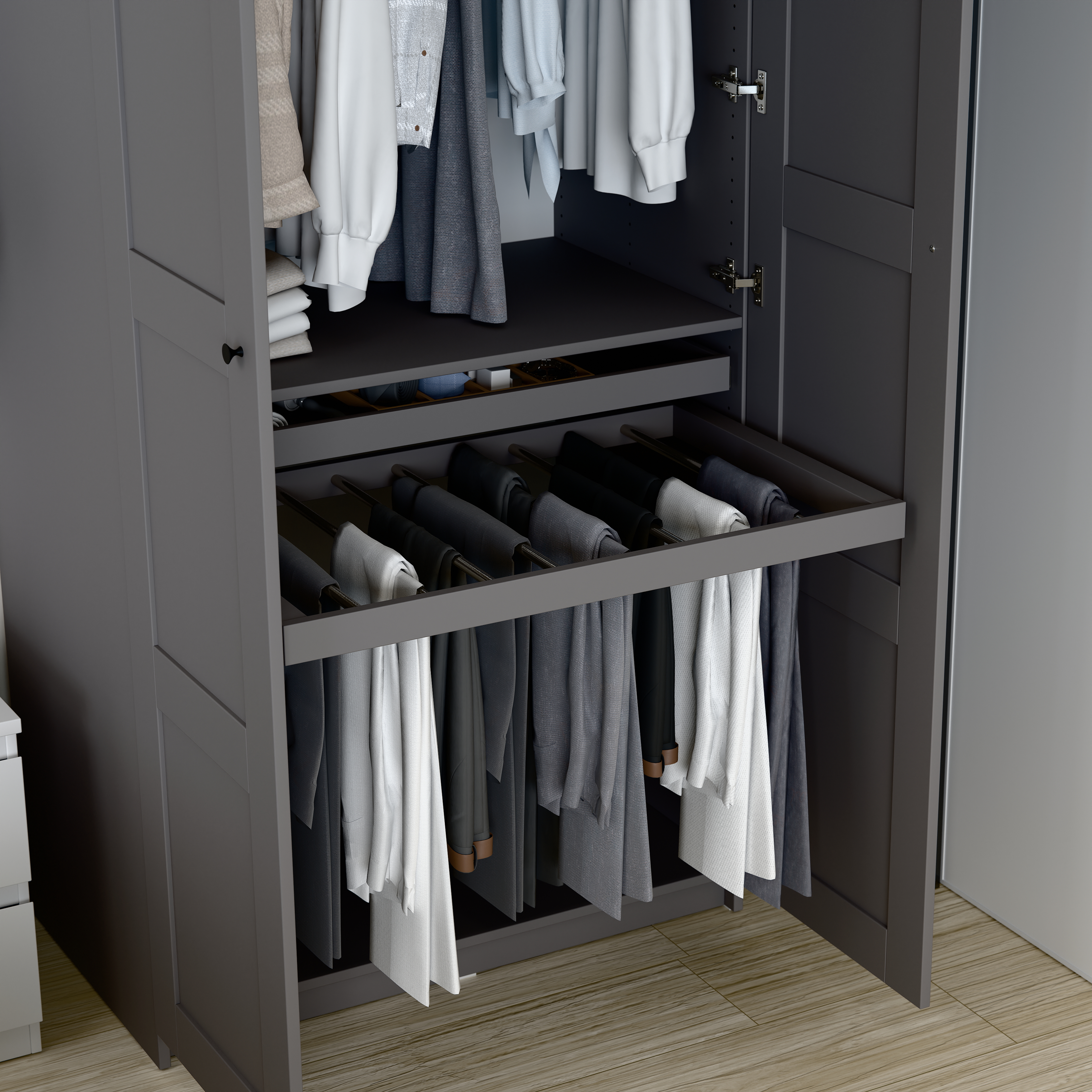 Изображение товара Брючница выдвижная МАКС 100х58 см серая для гардеробной