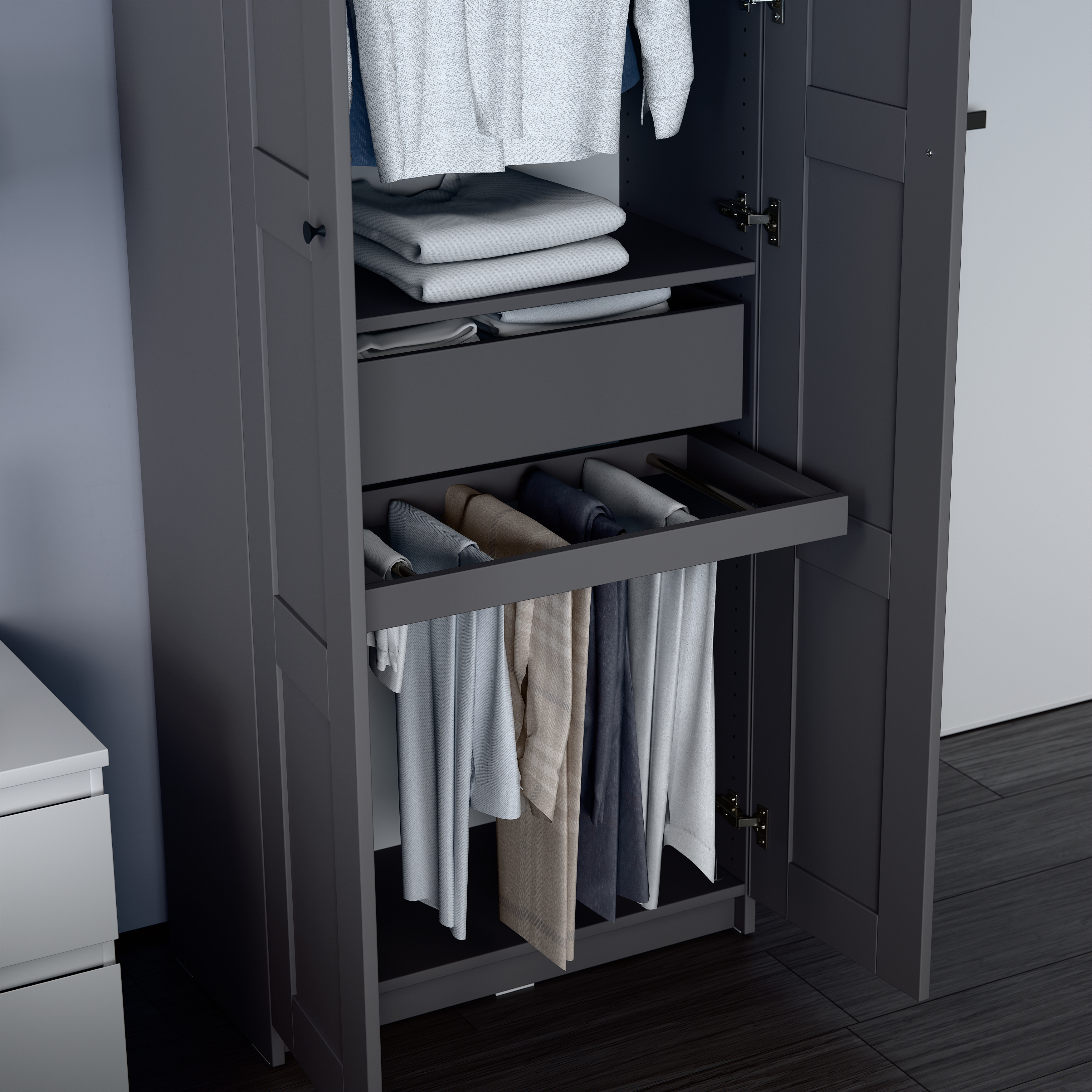 Изображение товара Брючница выдвижная для гардеробной Макс 75х36 серая стильное и практичное решение