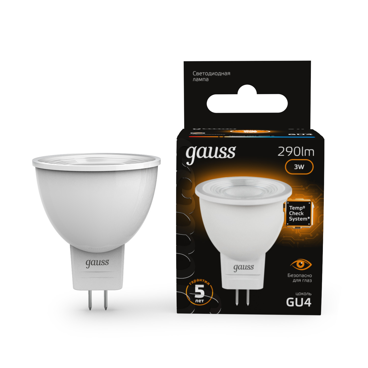 Изображение товара Лампа Gauss LED MR11 GU4 3W 290lm 3000K  матовая белая