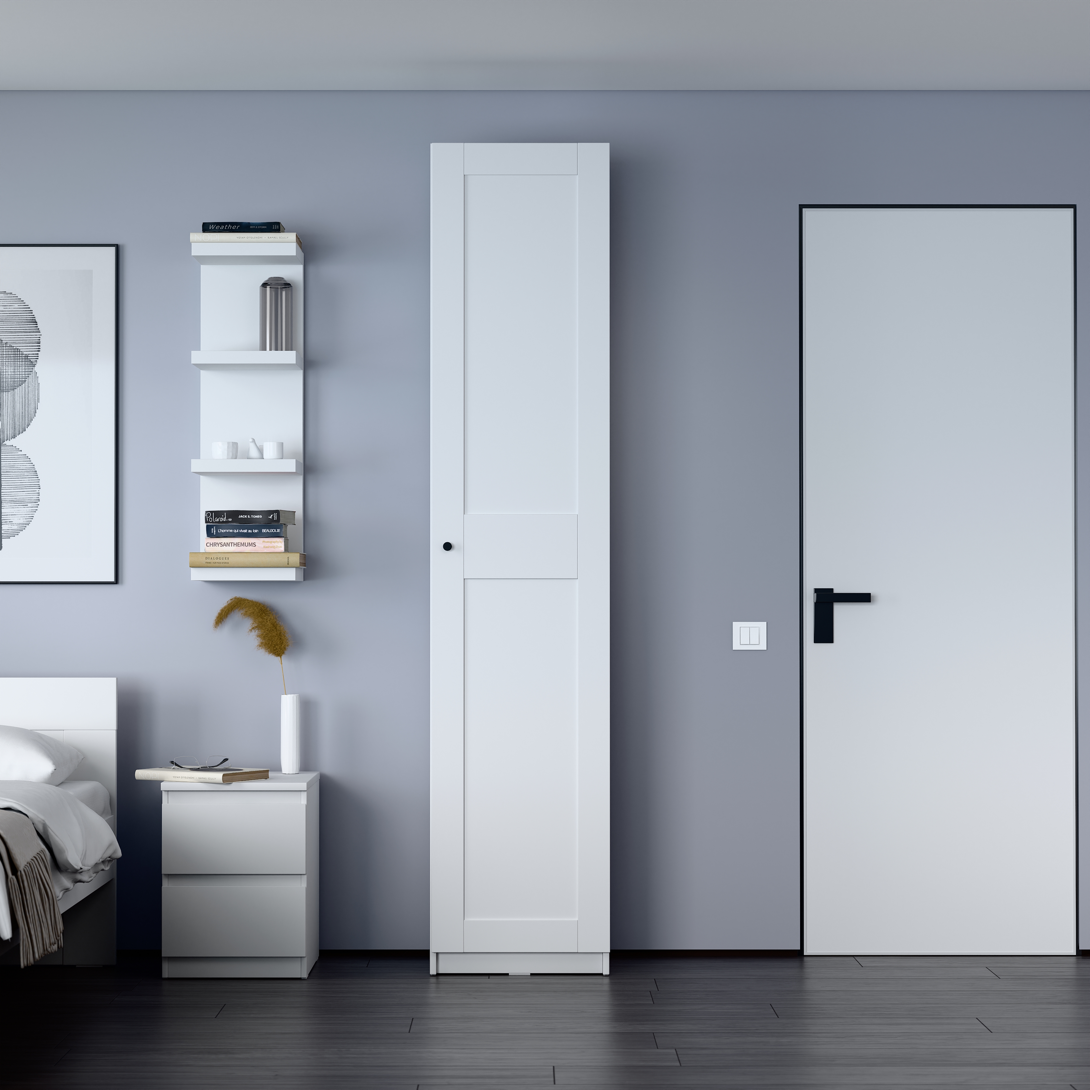 Изображение товара Дверь для гардеробной Макс 50 с 2 заполнениями белая, навесная, распашная