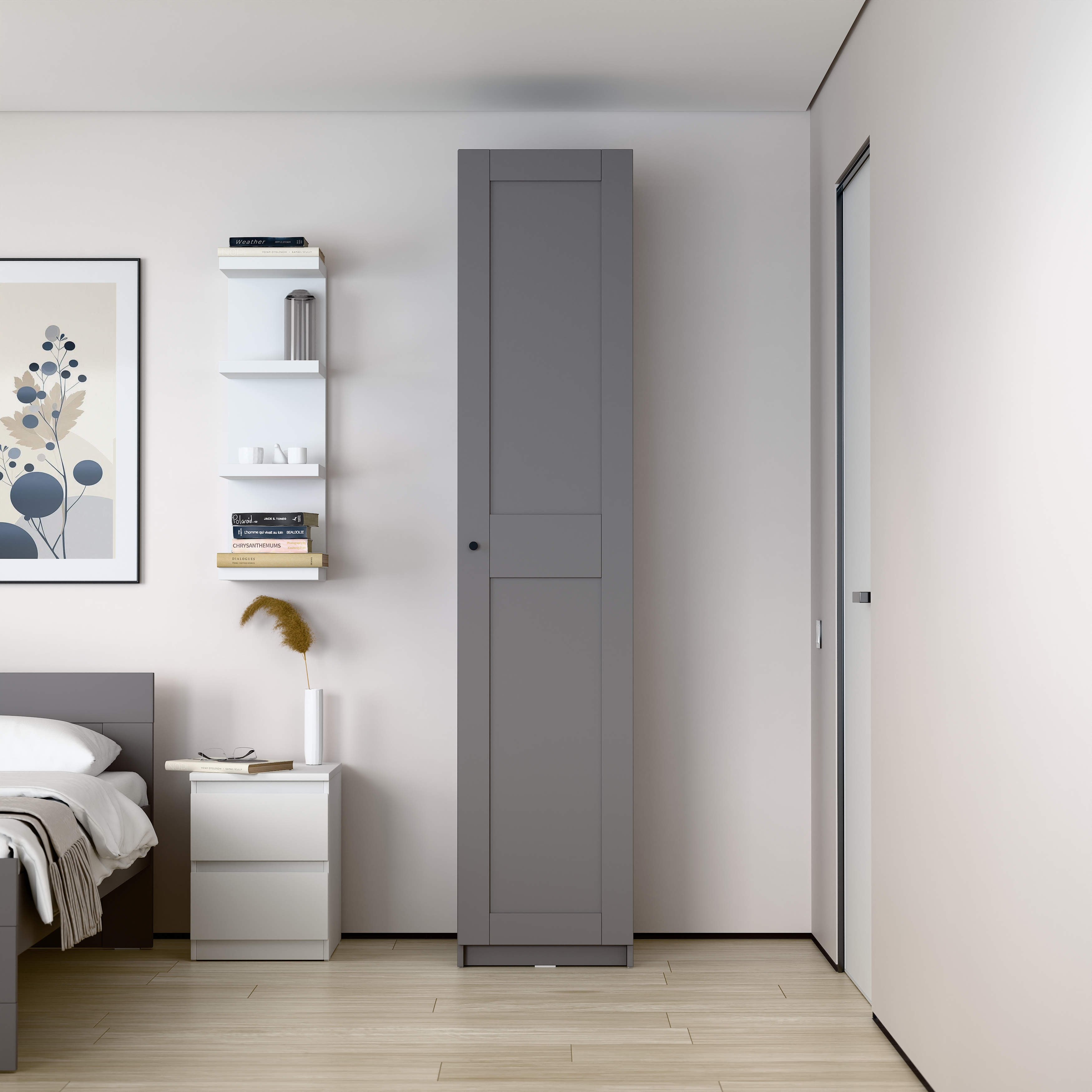 Изображение товара Дверь для гардеробной Макс 50 серая, распашная, фасад из ДСП