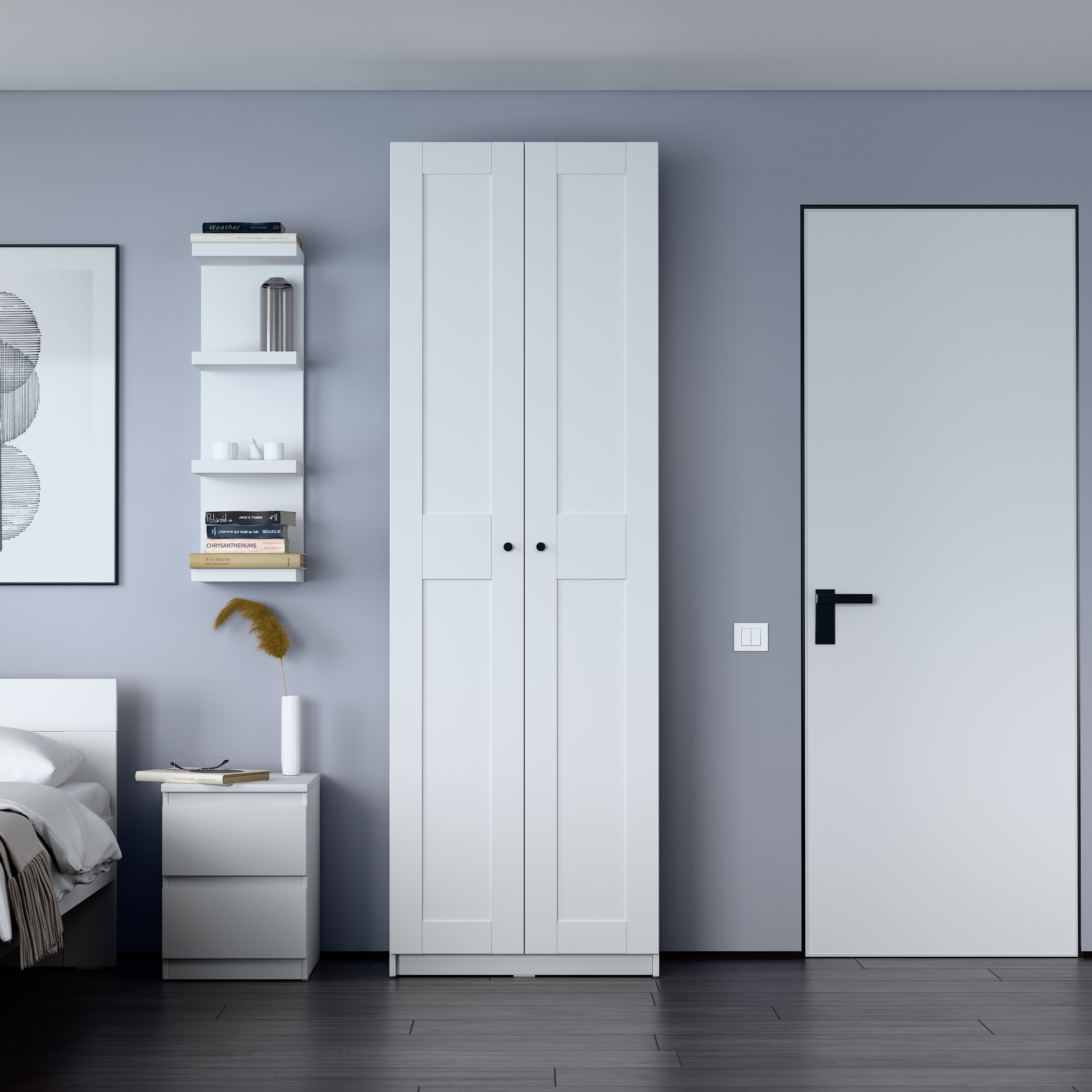 Изображение товара Комплект дверей для гардеробной Макс 75 белый распашной ДСП