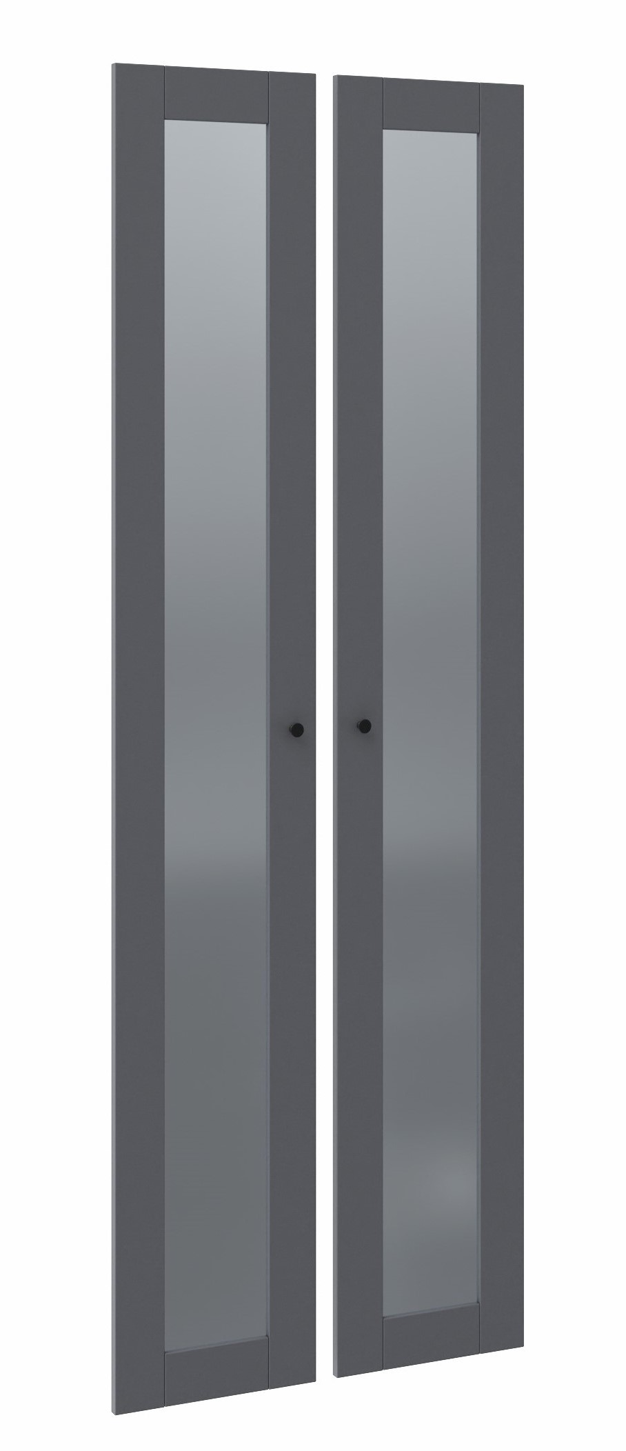 Изображение товара Комплект дверей 75 с зеркалом для гардеробной Макс серый, распашные фасады