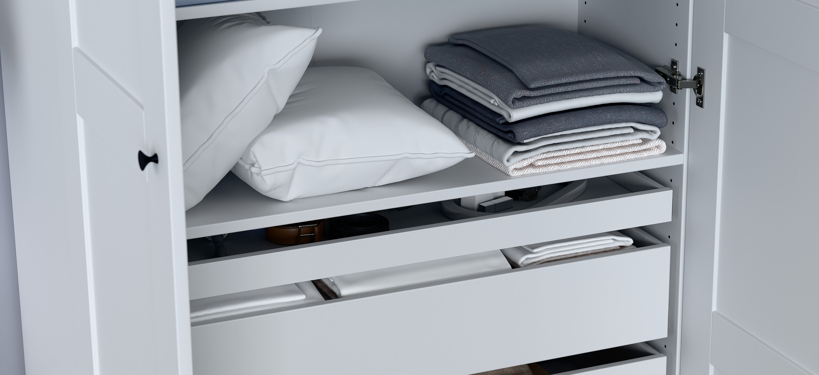 Изображение товара Полка для гардеробной Макс 100х36 белая - практичная модульная мебель для хранения