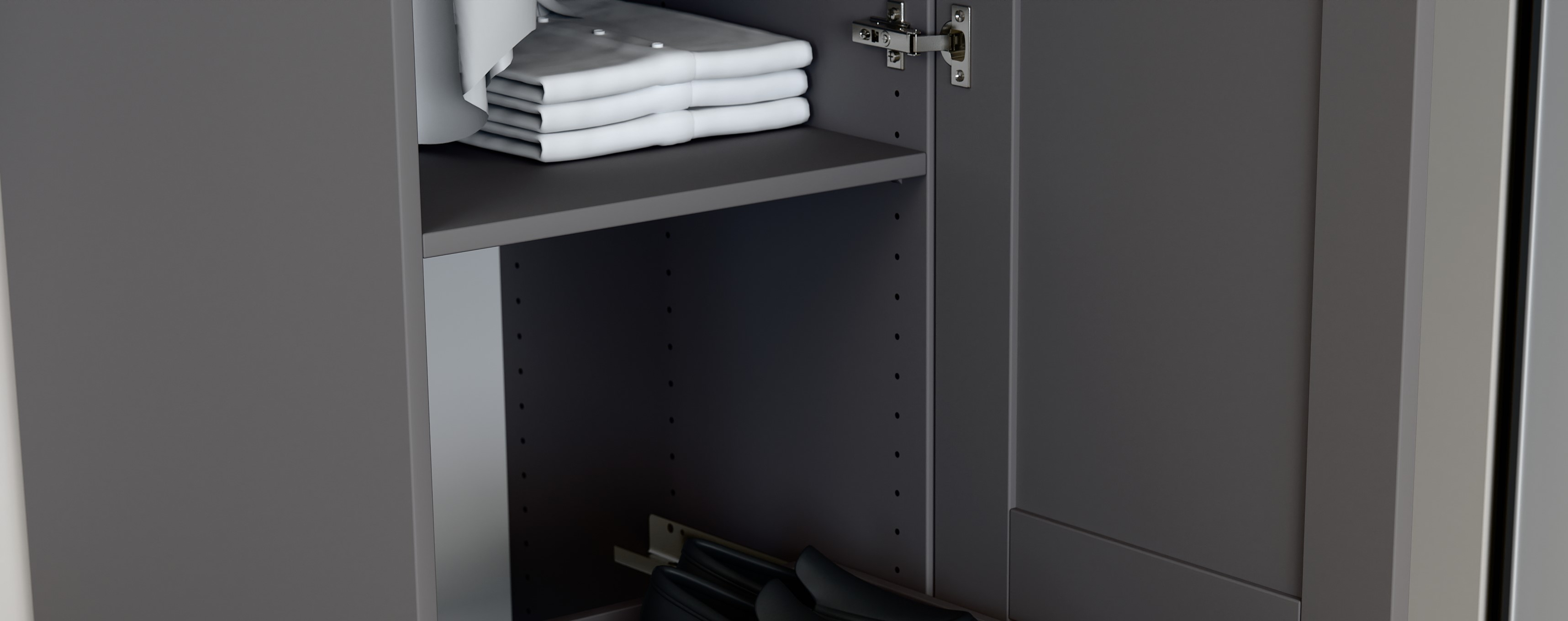 Изображение товара Полка для гардеробной Макс 50х58 серого цвета — стильное решение для хранения