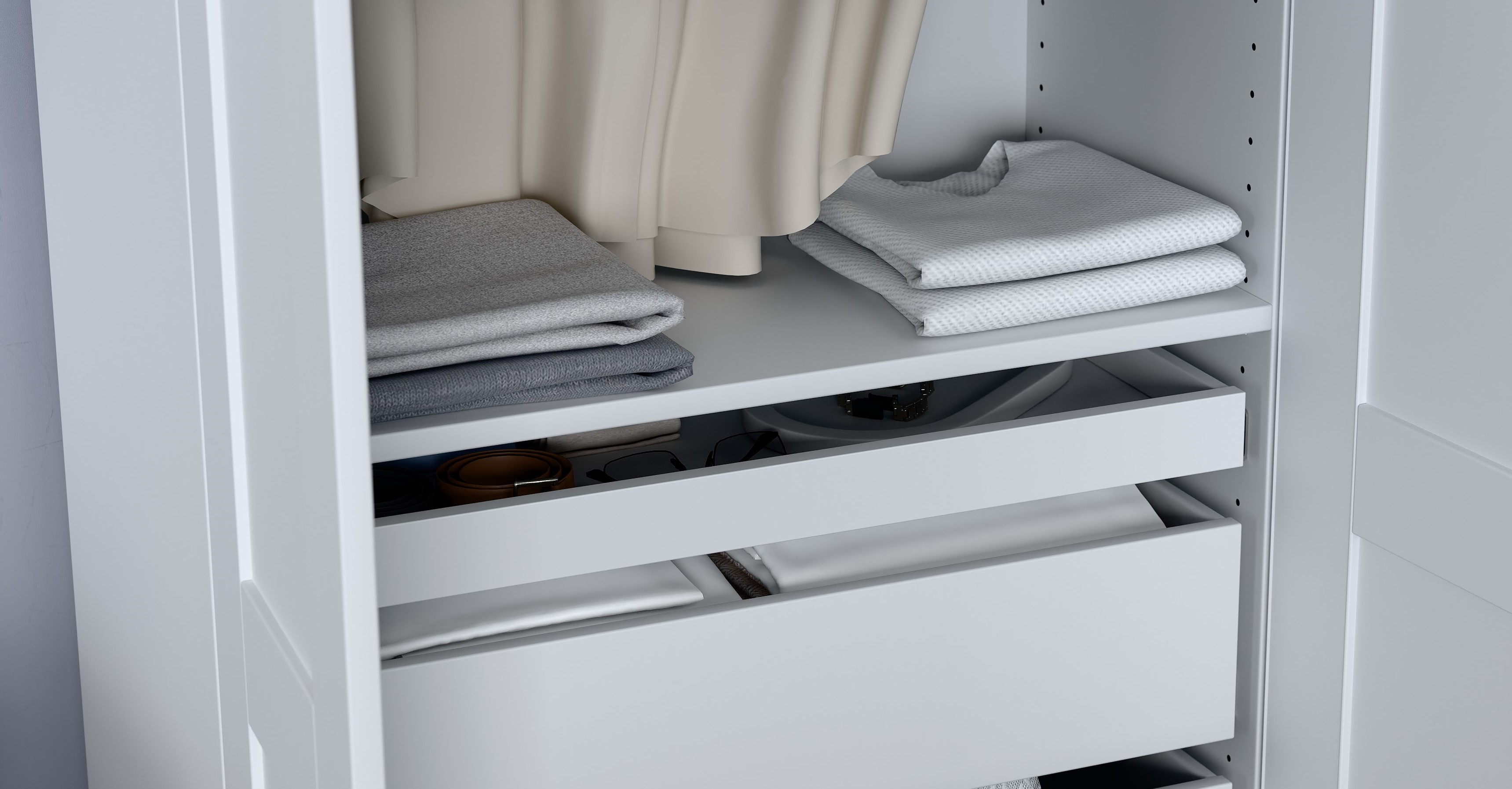 Изображение товара Полка для гардеробной Макс 75х36 белая — экологичная и легкая сборка