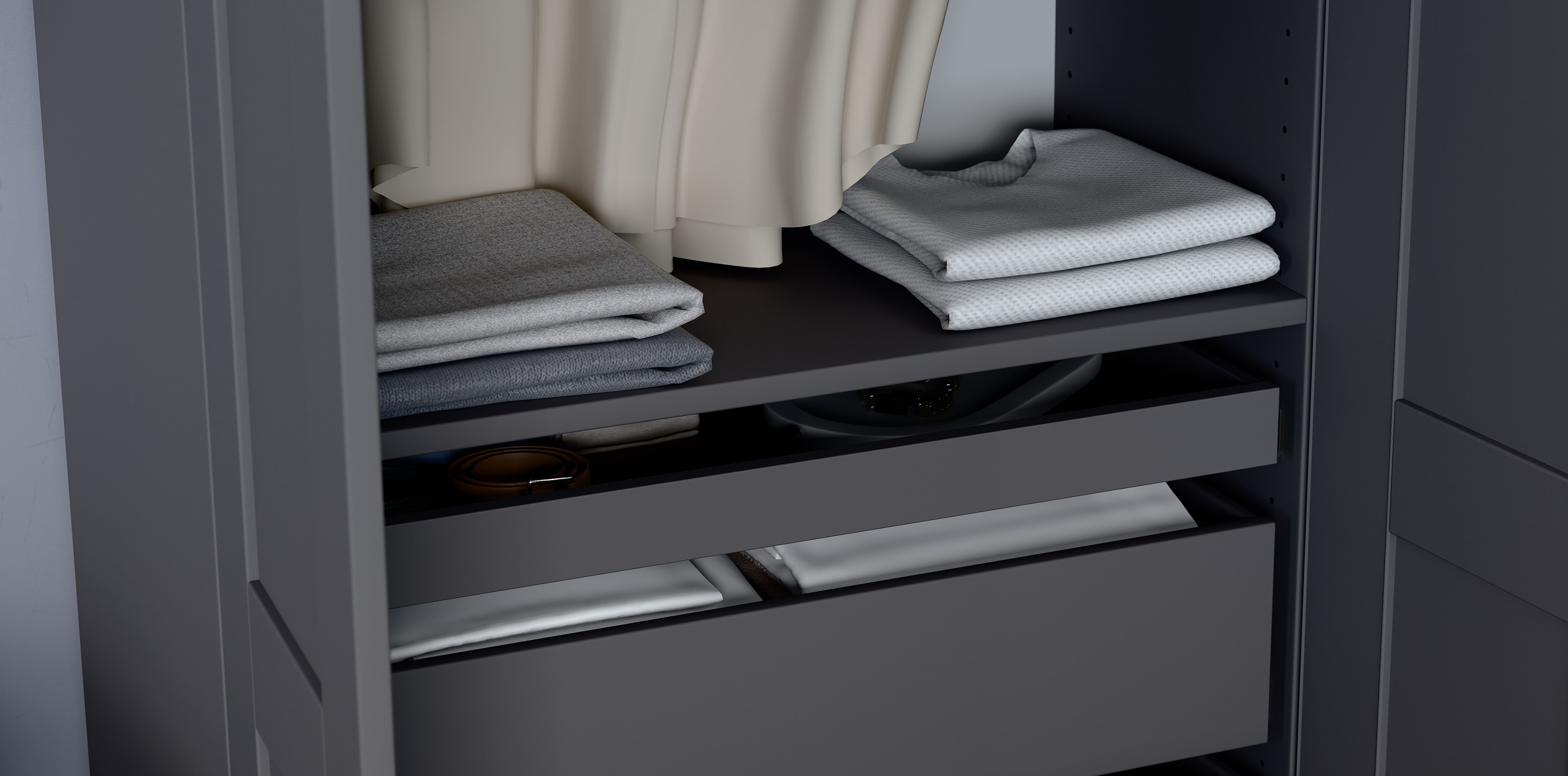 Изображение товара Полка для гардеробной Макс 75х36 серая - стильное решение для хранения