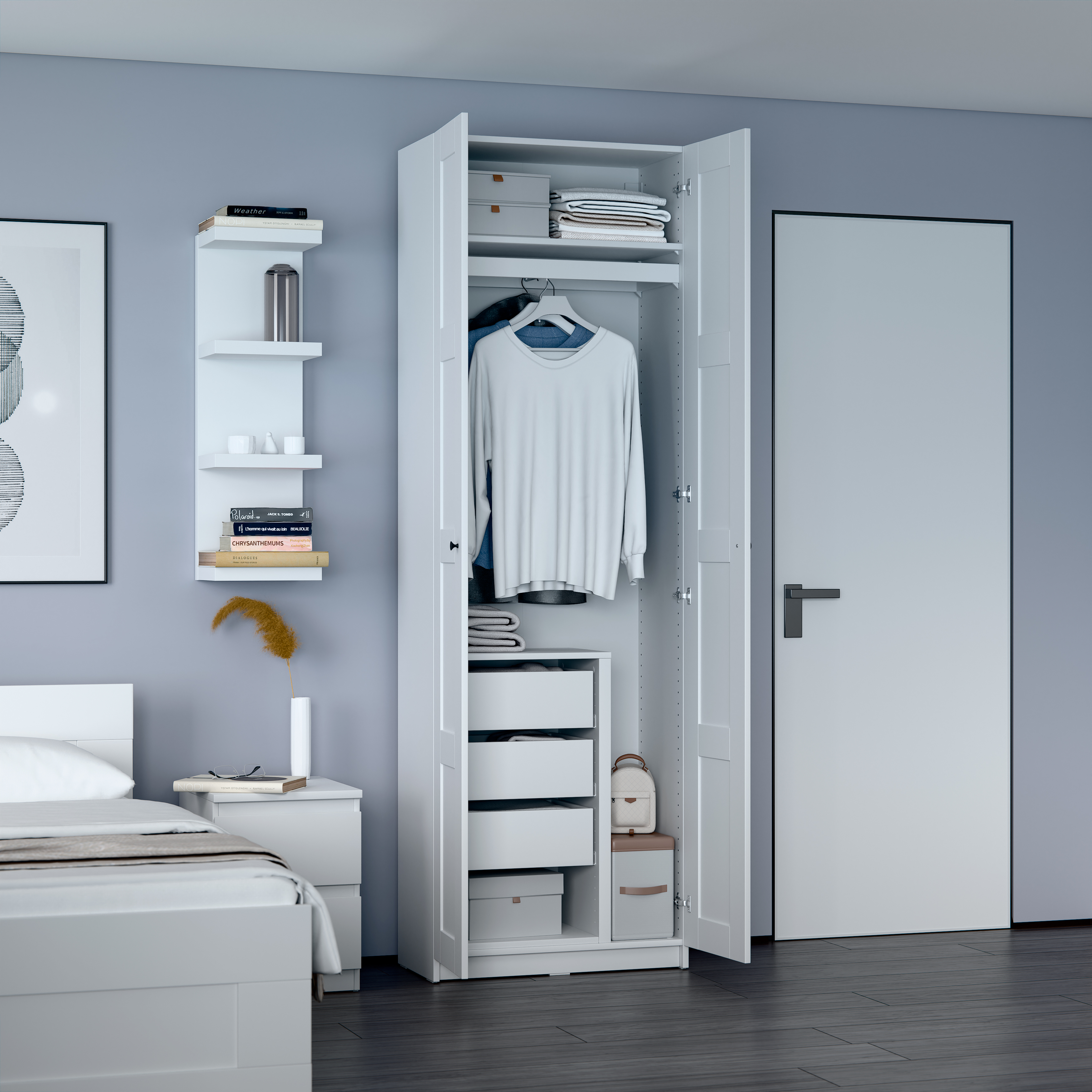 Изображение товара Секция разделительная 75 Макс 100х36 белая для гардеробной, Встраиваемая, МАТОВАЯ поверхность