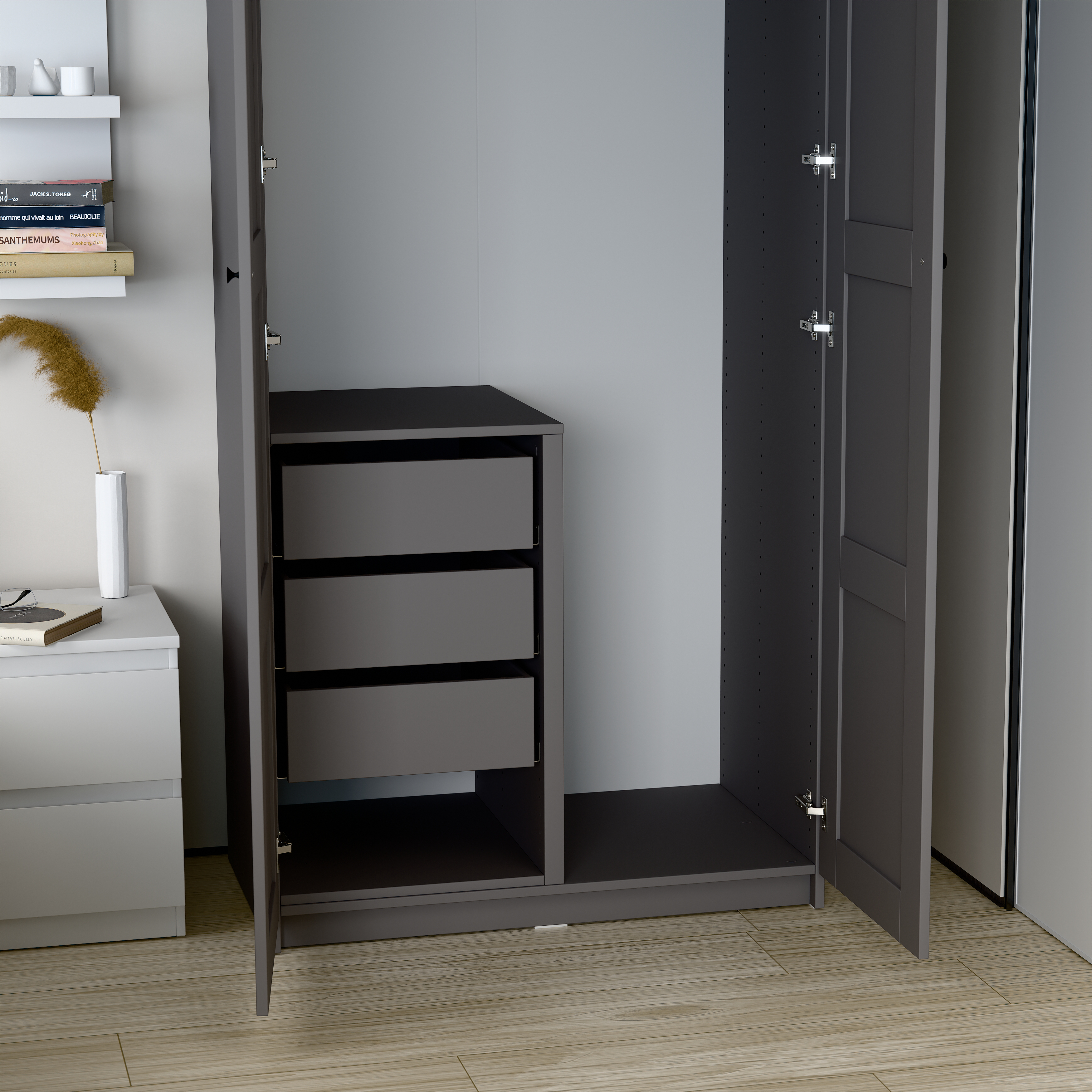 Изображение товара Секция разделительная 75 для гардеробной Макс 100х58 серый мебельный элемент