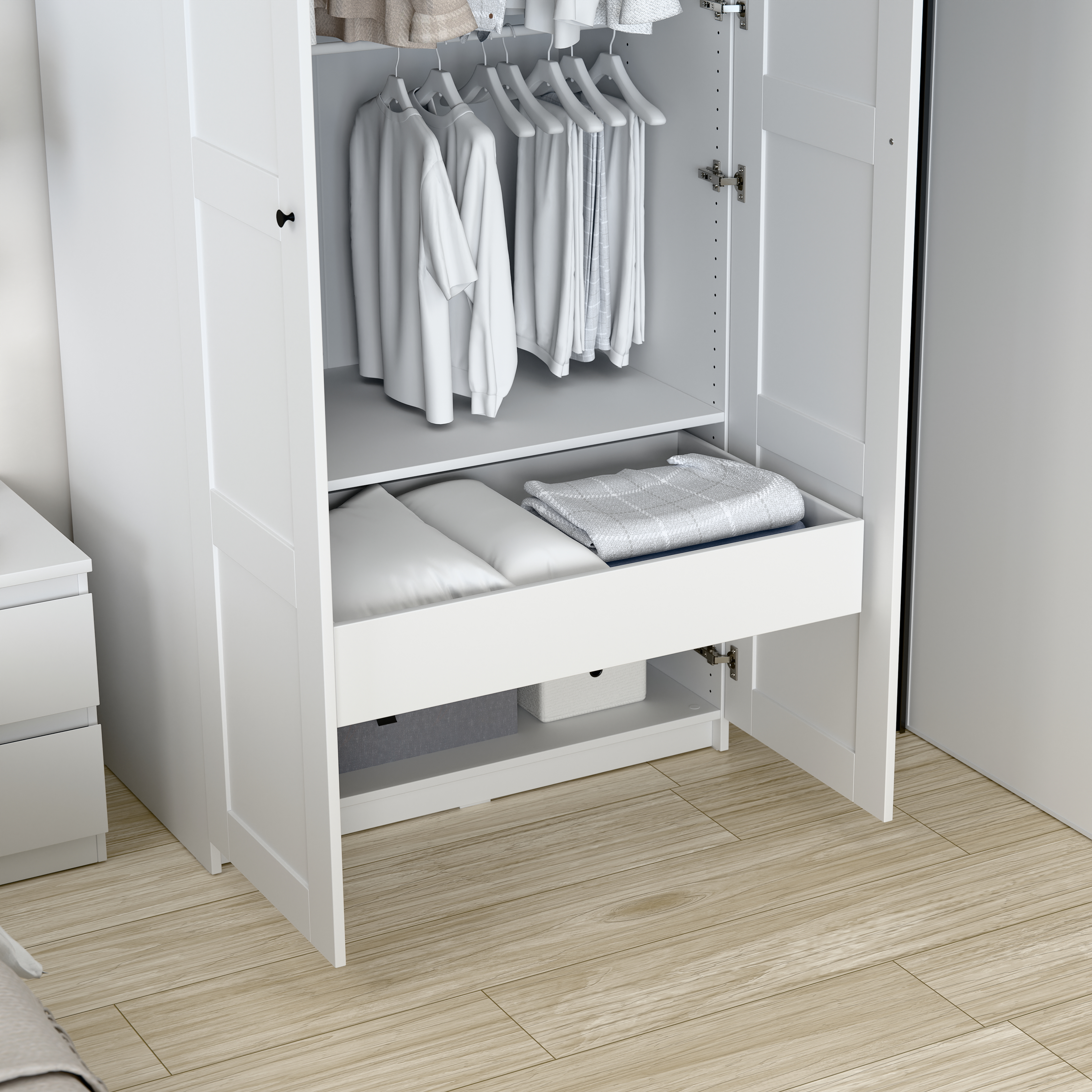 Изображение товара Выдвижной ящик для гардеробной Макс 100х58 белый встраиваемый мебельный
