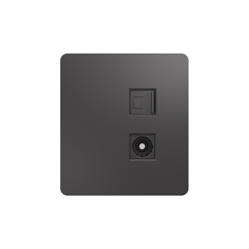 Изображение товара Розетка RJ-45 1 пост Kranz Round титан - компьютерная и телевизионная с заземлением