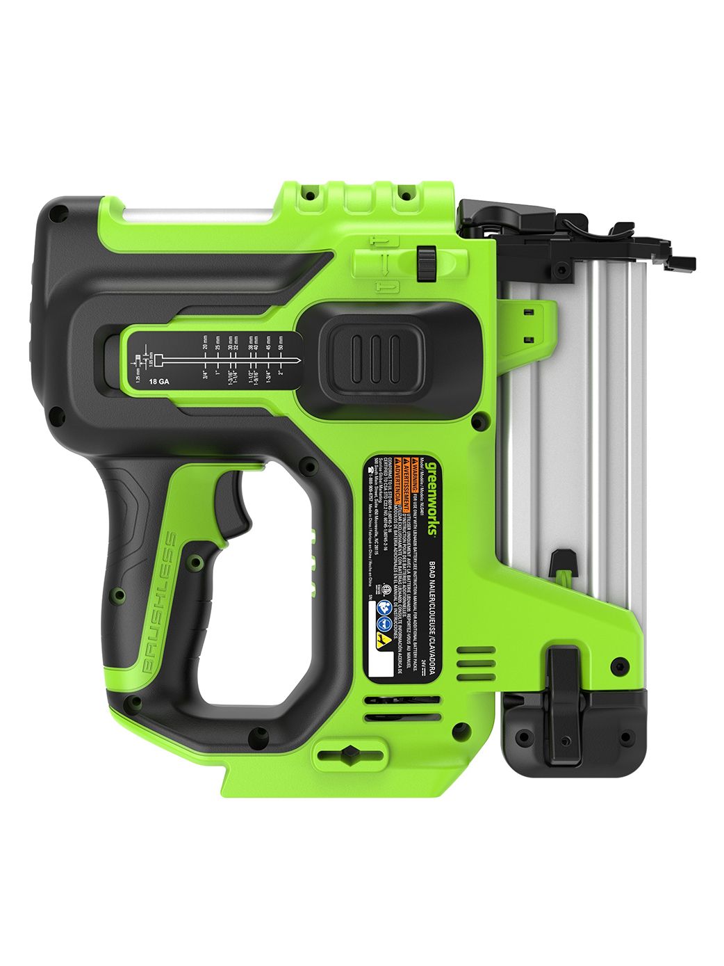 Изображение товара Аккумуляторный нейлер GREENWORKS GD24BN 24V бесщеточный с зарядным устройством