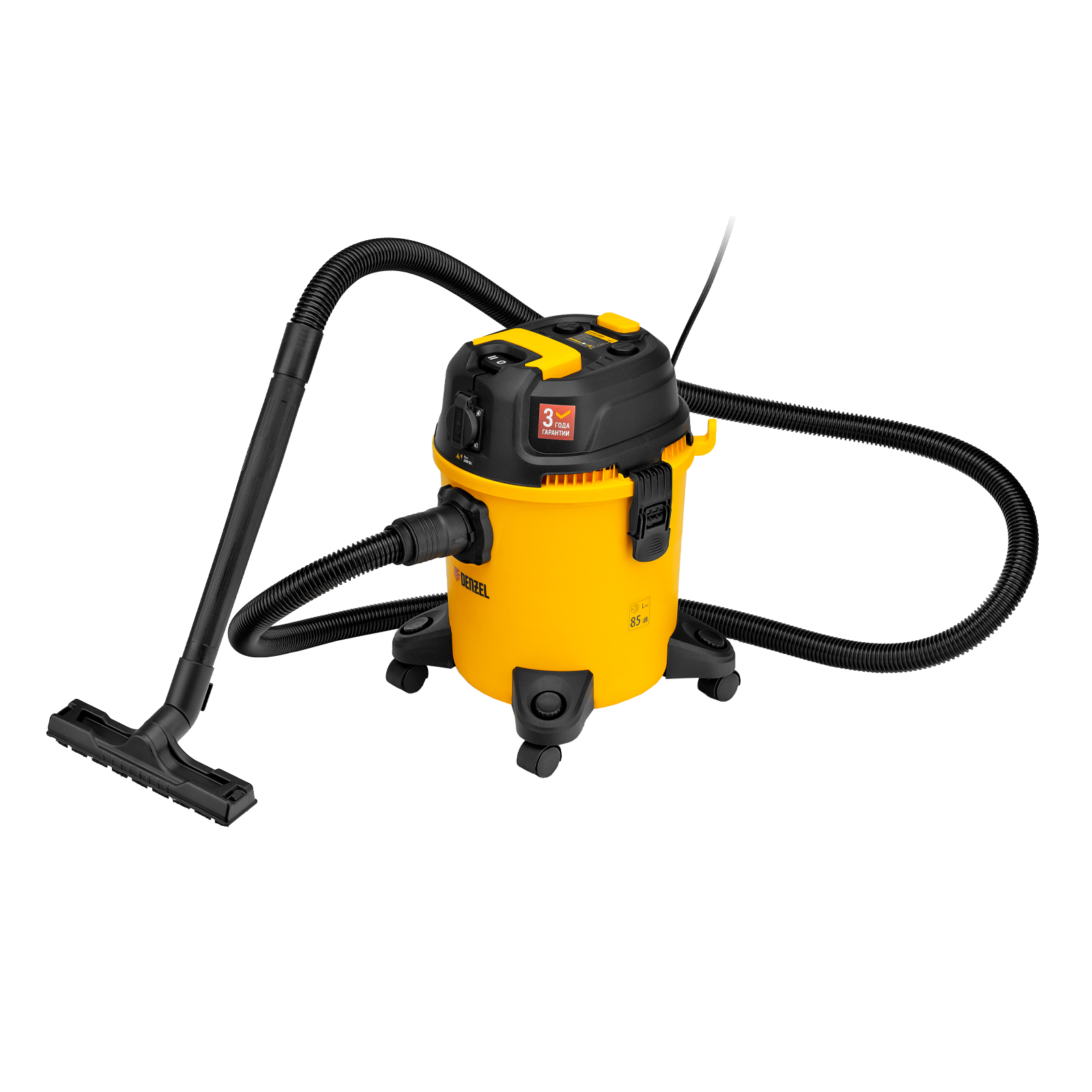 Изображение товара Строительный пылесос Denzel RVC20 1400 Вт бак 20 л шланг 3 м розетка