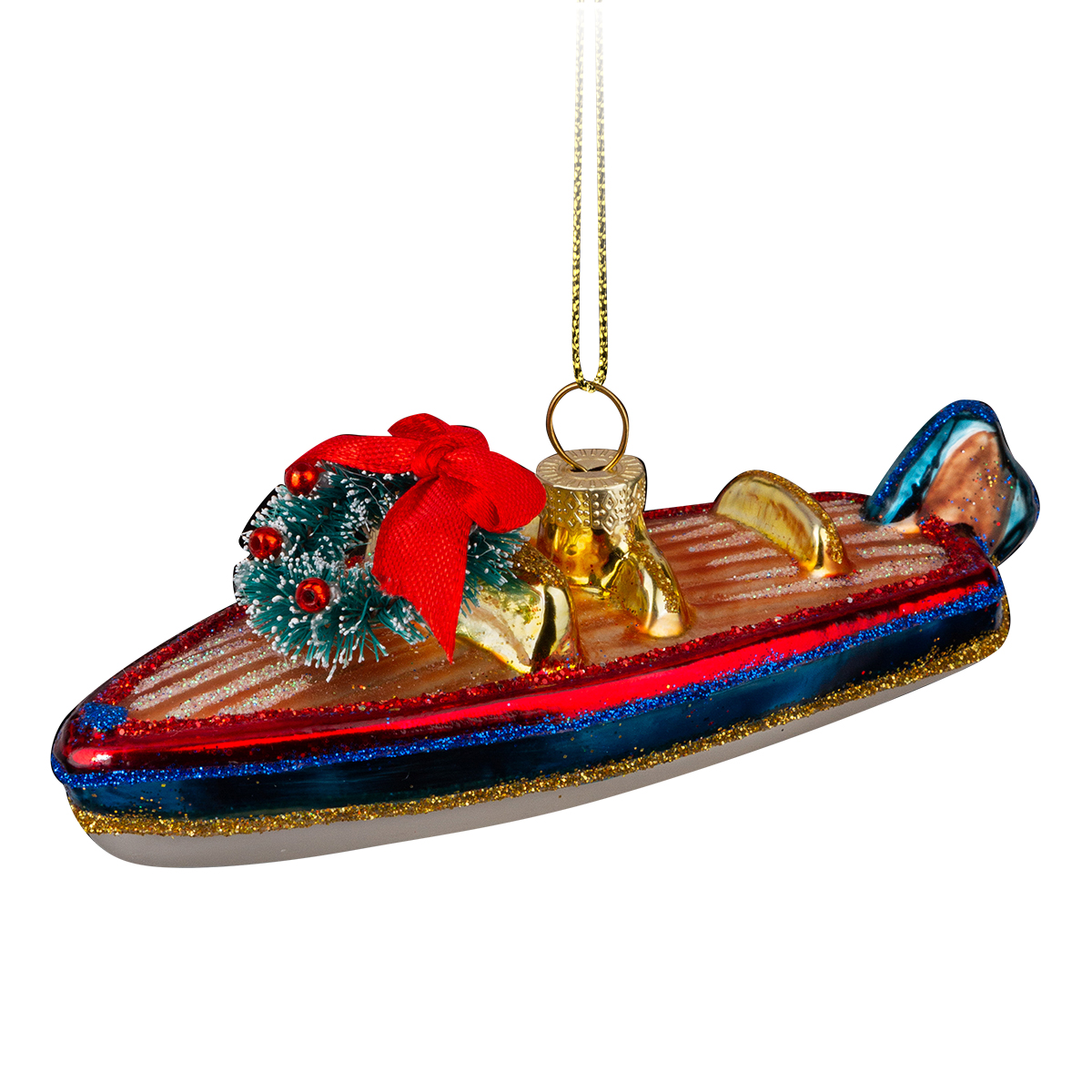 Изображение товара Украшение ErichKrause Decor Катер стеклянное 13.5 см для елочных украшений