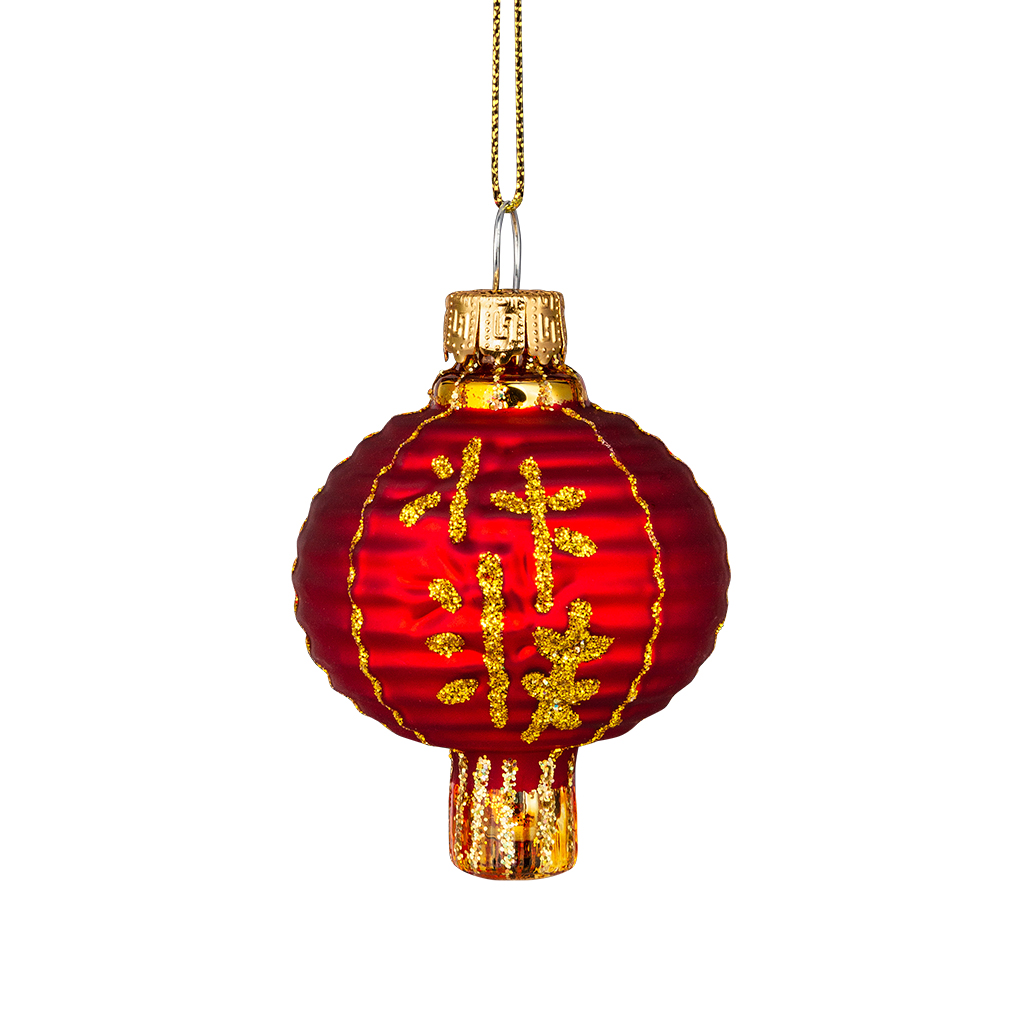 Изображение товара Украшение из стекла китайский фонарик 6см для елки и интерьера