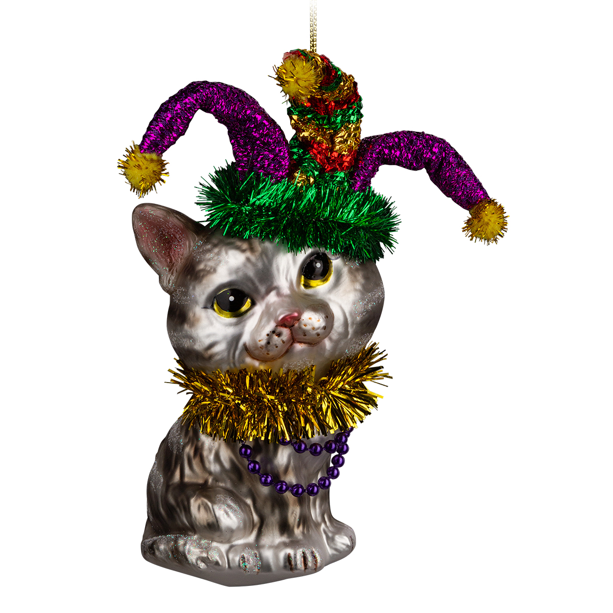 Изображение товара Украшение ErichKrause Decor Кошка на карнавале 12 см стекло елочные украшения