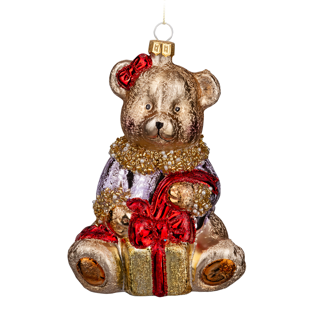 Изображение товара Украшение ErichKrause Decor Мишутка с подарком 13см, стекло