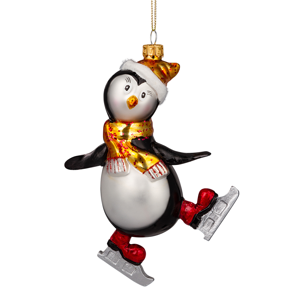 Изображение товара Украшение елочное Пингвин на коньках 16 см стекло ErichKrause Decor