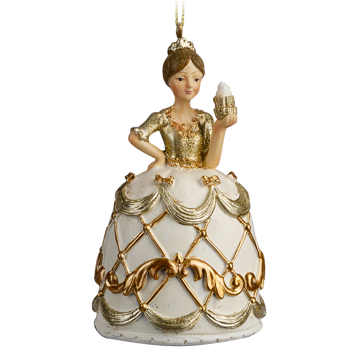 Изображение товара Украшение ErichKrause Decor Придворная дама 10см золотистое для елки и интерьера