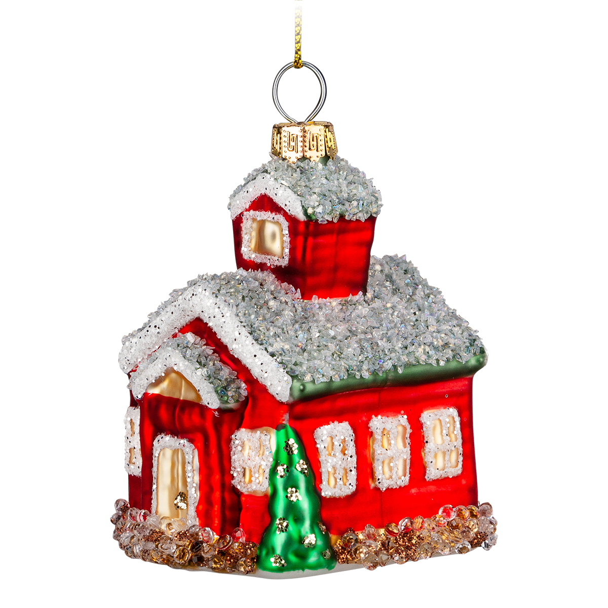 Изображение товара Украшение рождественский домик стекло 7.5см ErichKrause Decor красный