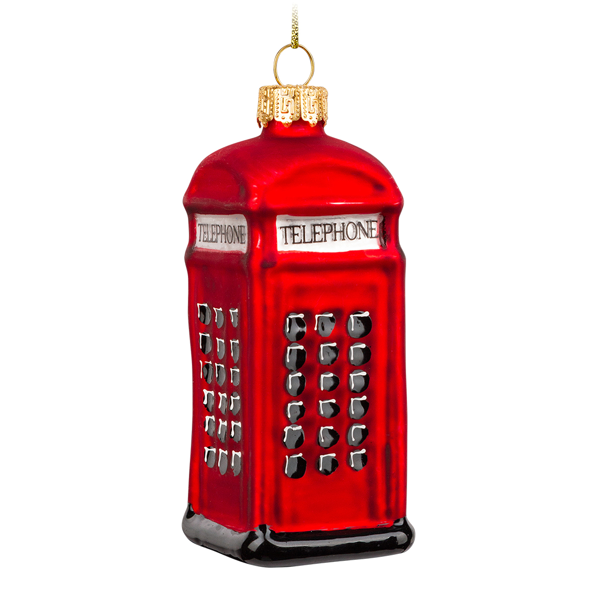 Изображение товара Украшение Елочная Телефонная будка стекло 9см красное для новогодней елки