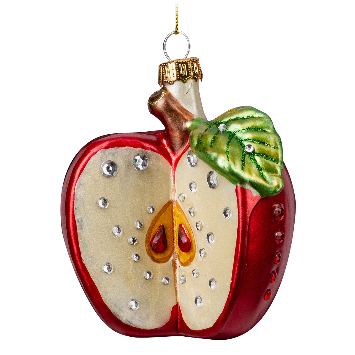 Изображение товара Украшение Яблоко со стразами 9 см стекло елочное украшение