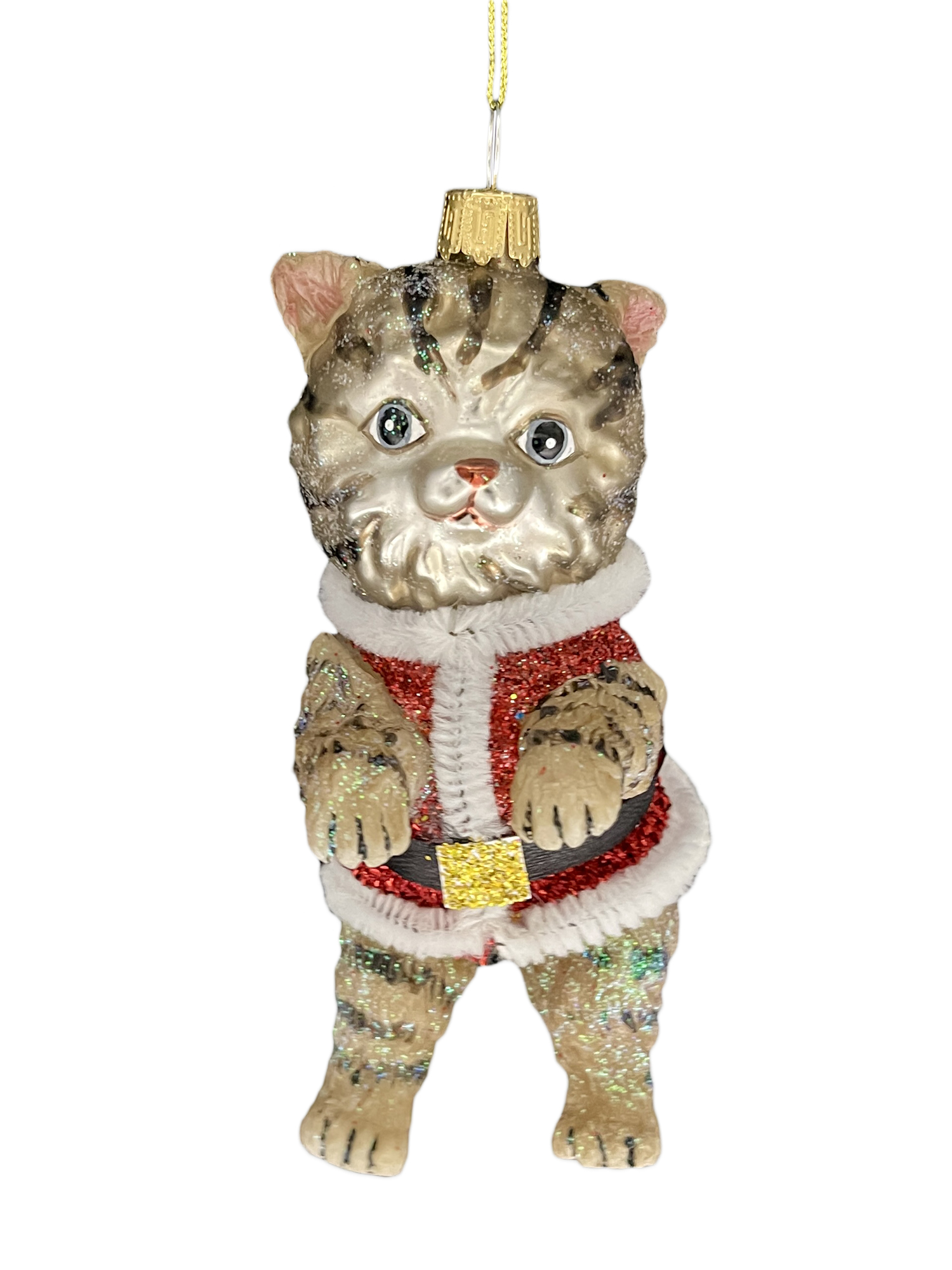 Изображение товара Елочная игрушка кот в жилетке 11,8см стекло