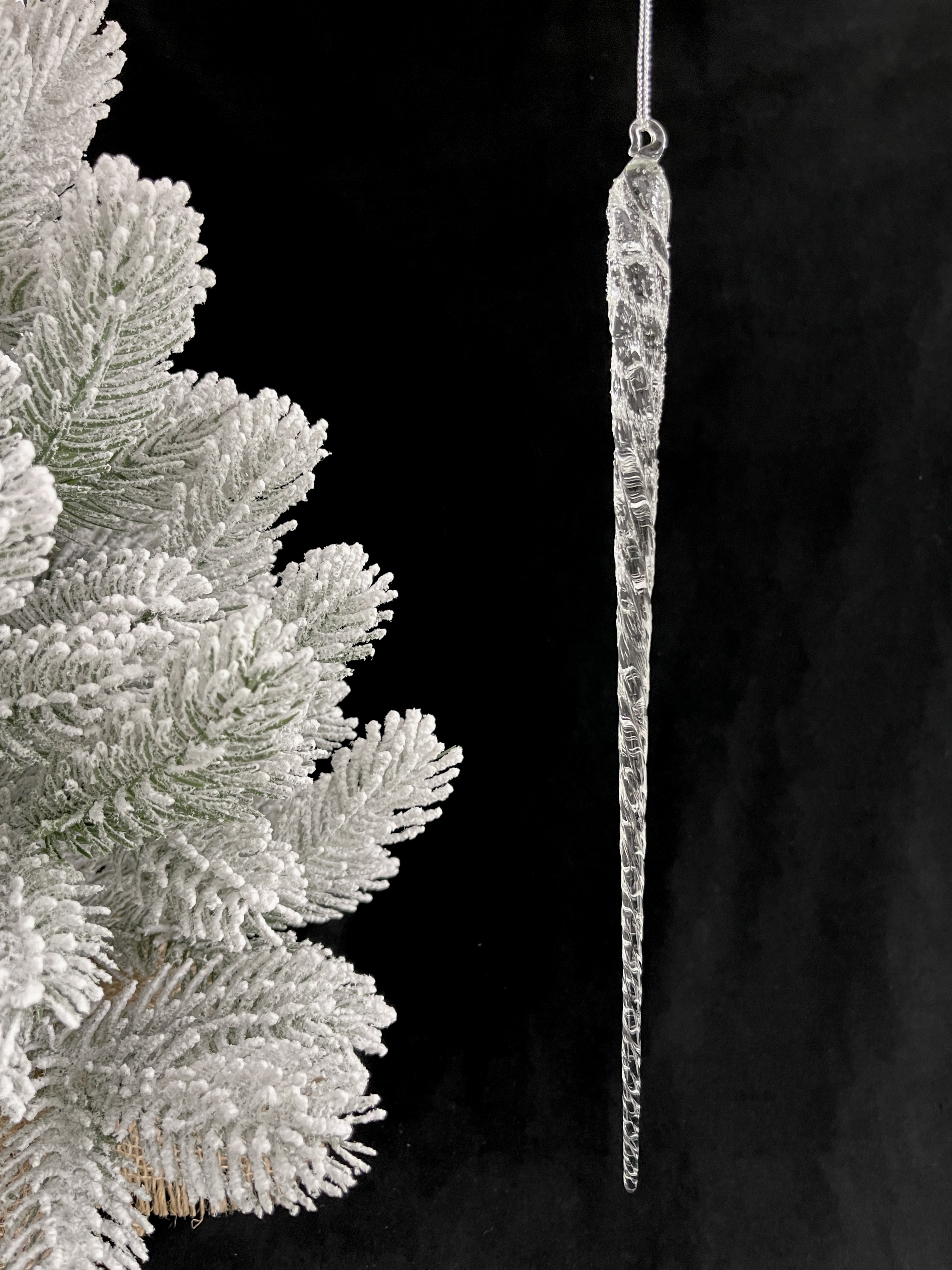 Изображение товара Елочная игрушка сосулька 27,5см прозрачная стекло