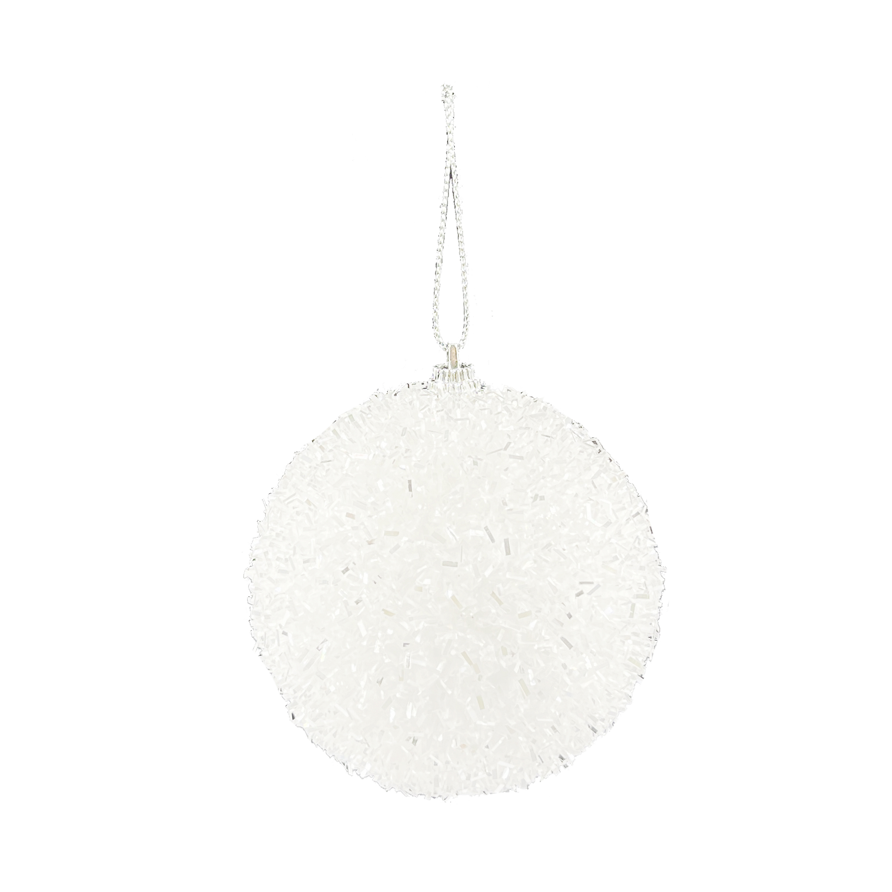 Изображение товара Елочная игрушка шар 10см белый с серебром пенопласт