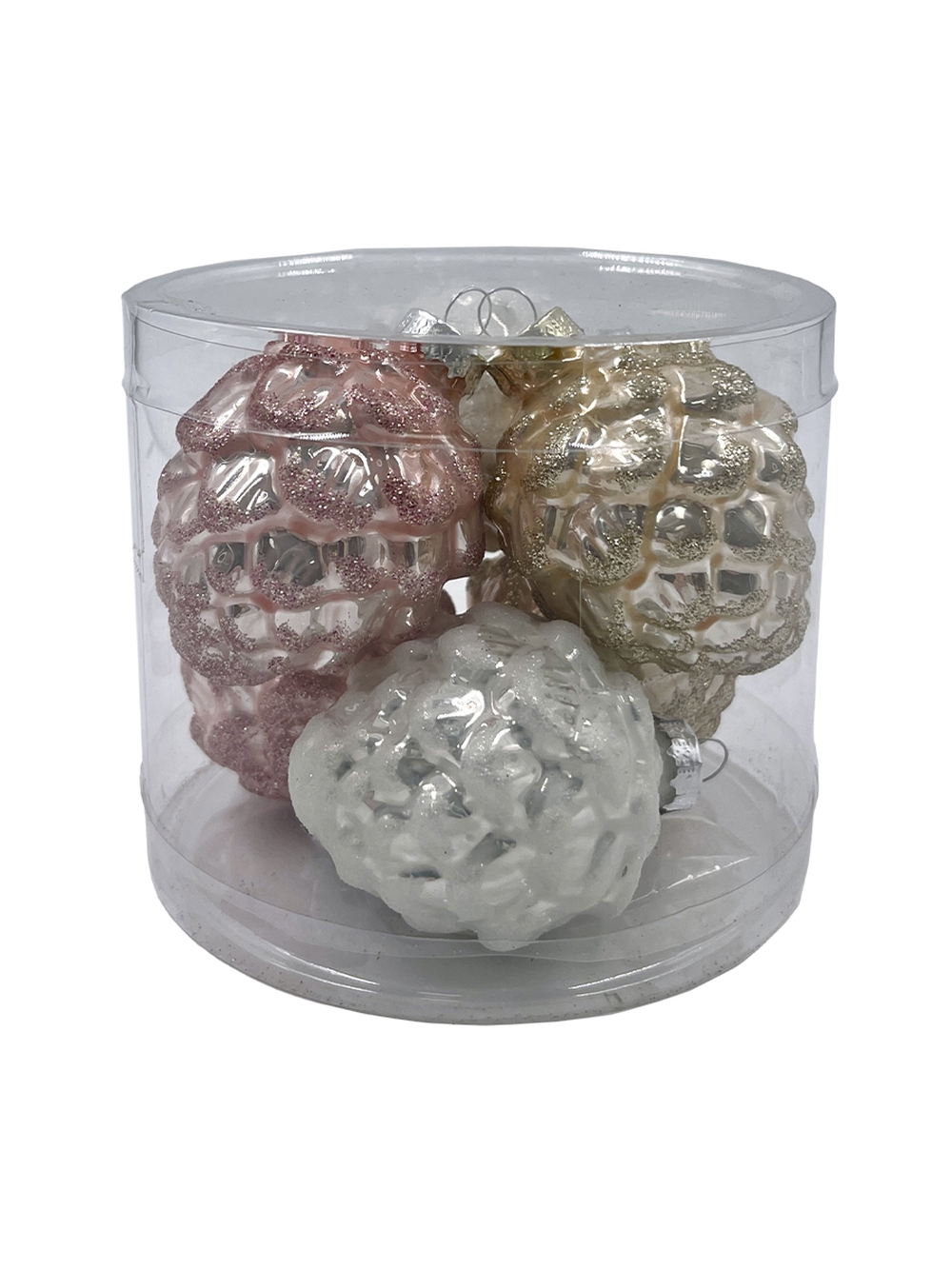 Изображение товара Стекло набор шишка 7см белый/кремовый/розовый 6шт в тубусе