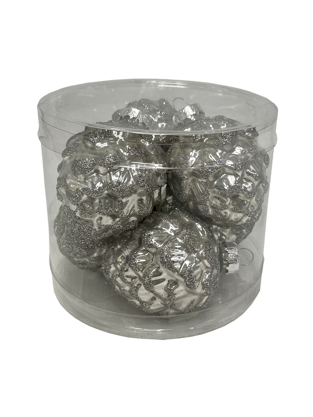Изображение товара Стекло набор шишка 7см серебро 6шт в тубусе